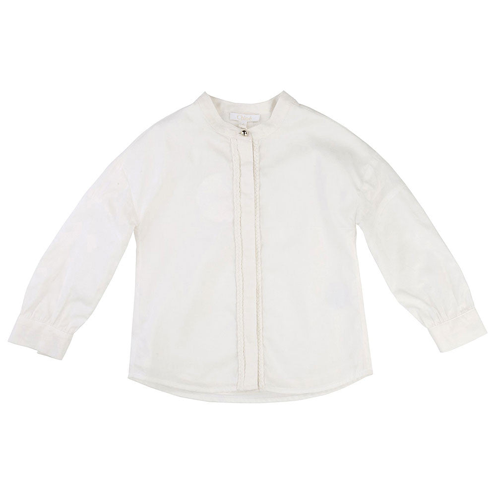 Girls White Cotton Jersey Shirt - CÉMAROSE | Children's Fashion Store