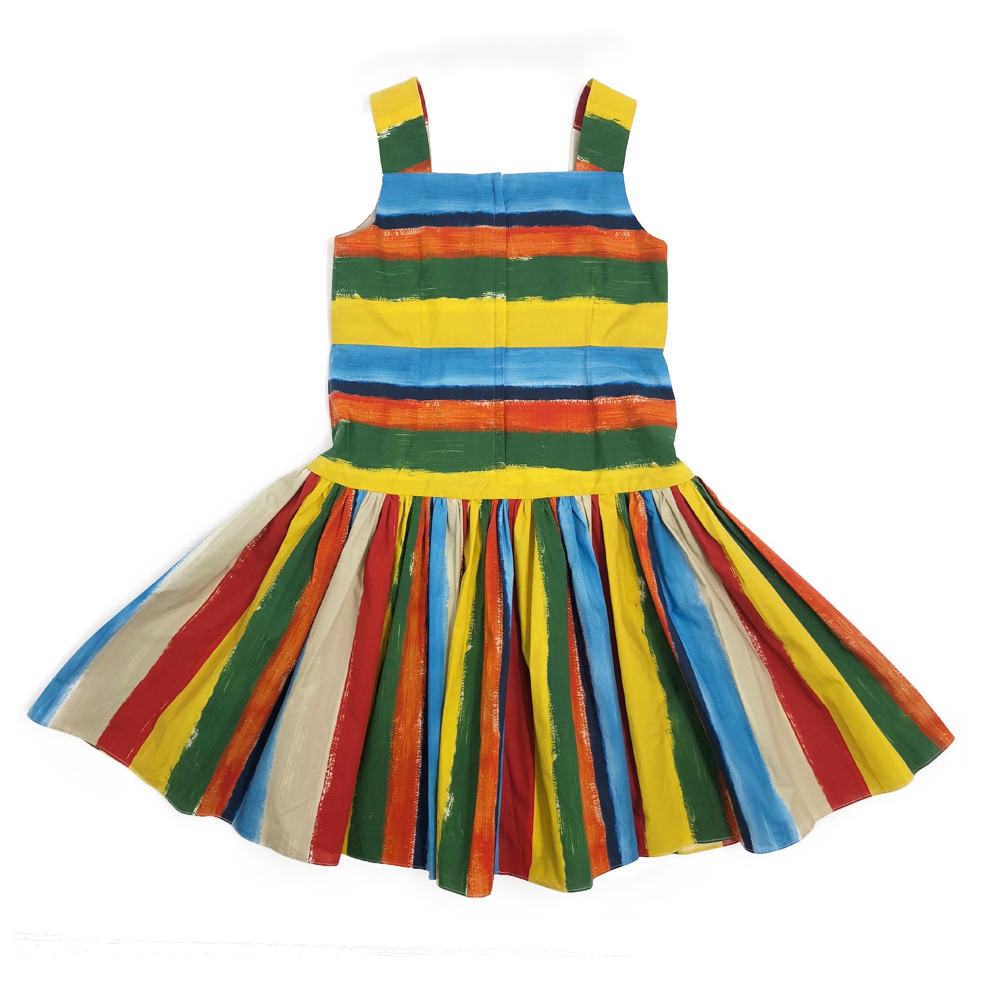 Girls Color Stripes Cotton Dress