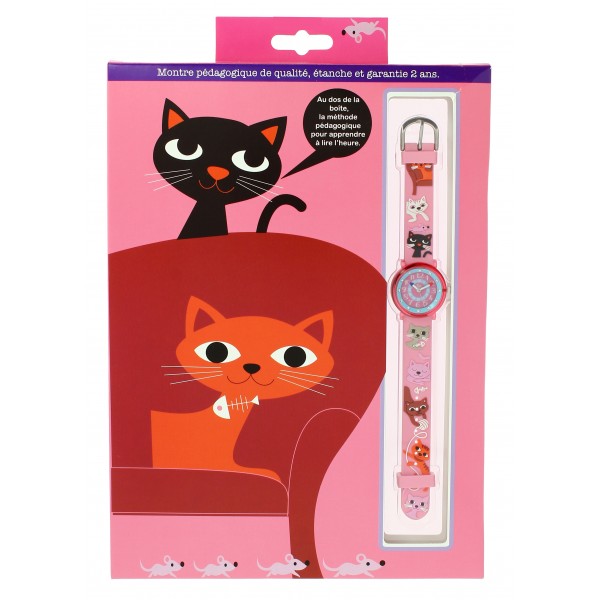 Girls Light Pink Cats Watch(6-9Y)