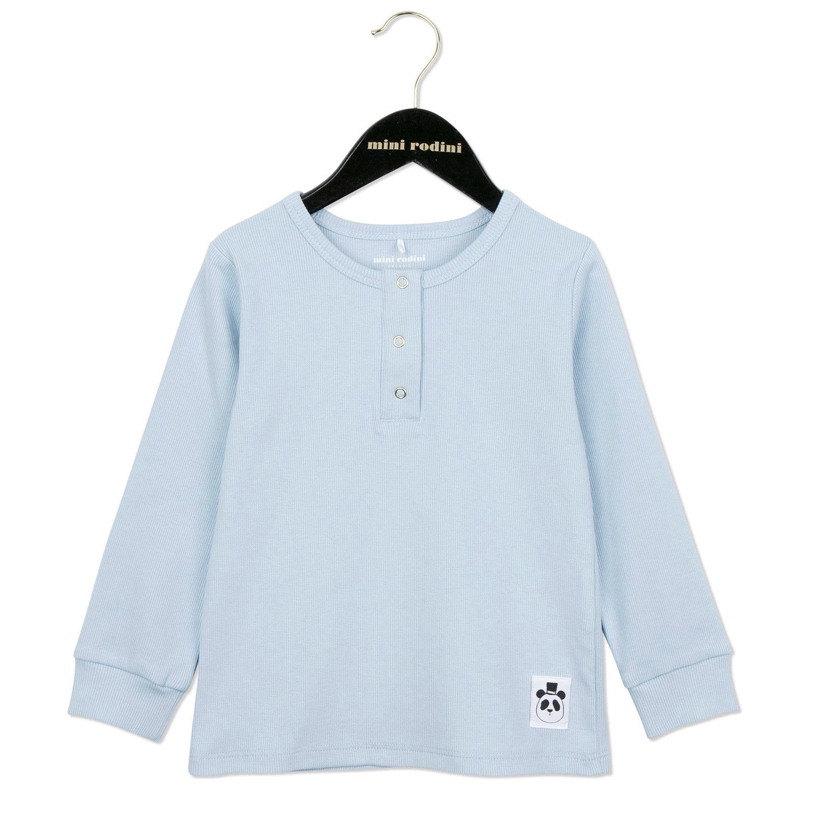 Girls Light Blue Cotton T-Shirt With Panda Label - CÉMAROSE | Children's Fashion Store - 1