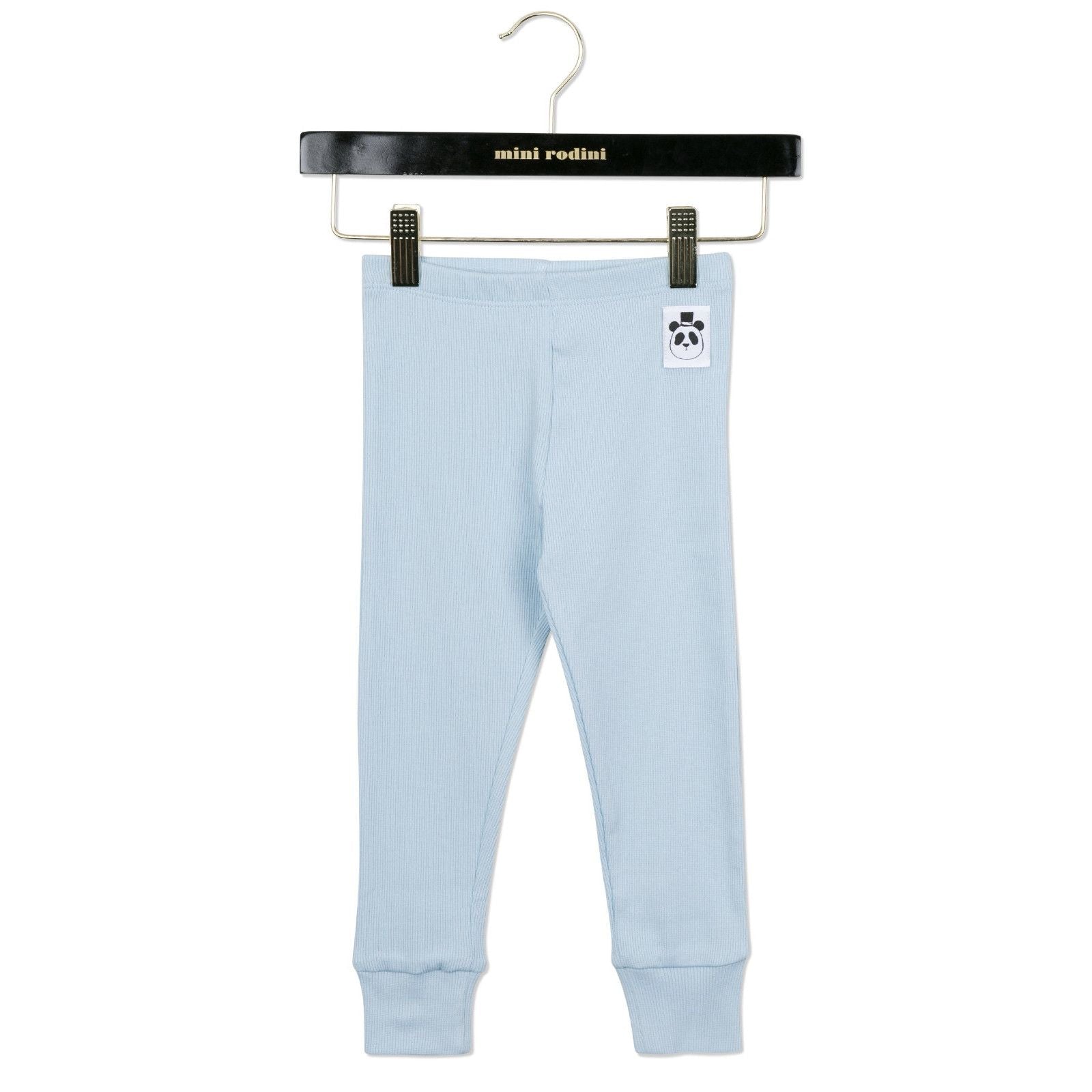 Girls Light Blue Cotton Leggings With Panda Label - CÉMAROSE | Children's Fashion Store - 1