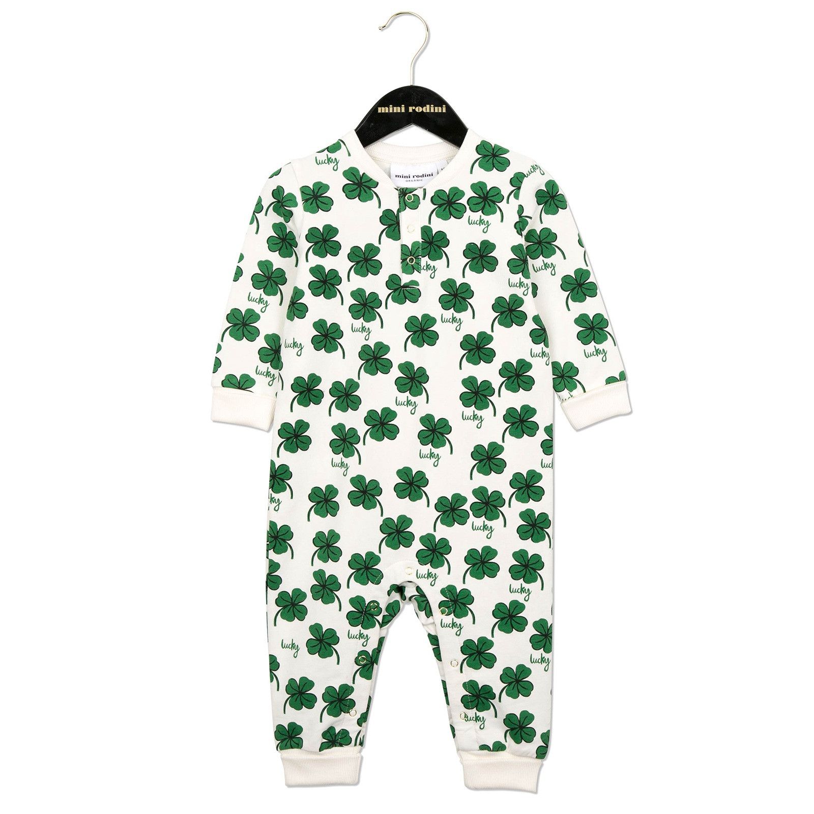 Baby White Cotton Babygrow With Clover Print - CÉMAROSE | Children's Fashion Store - 1