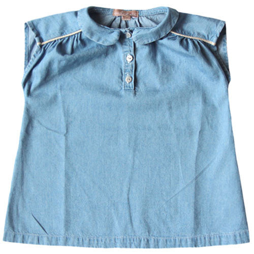 Girls Blue Denim Cotton Top