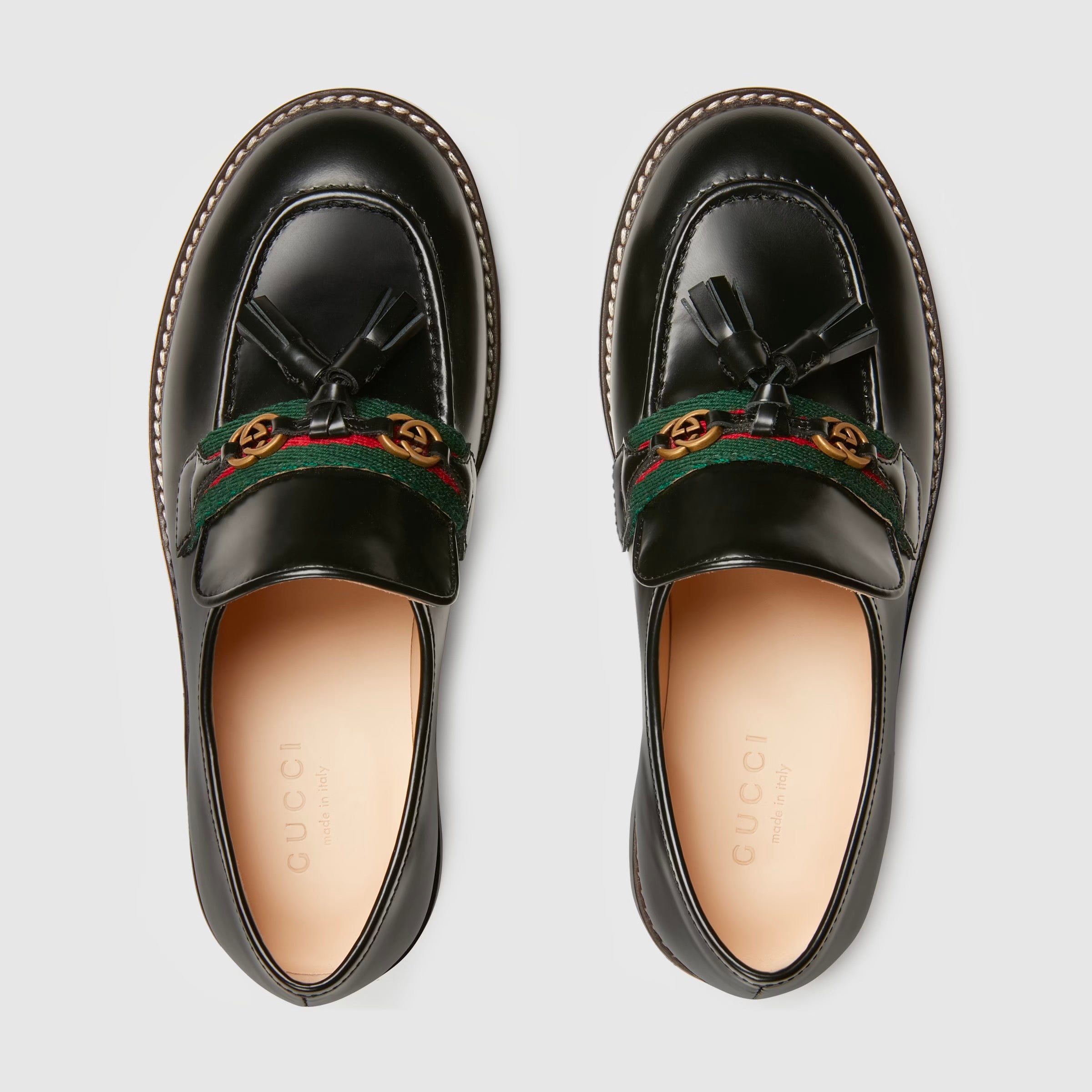 Girls Black GG Logo Leather Shoes