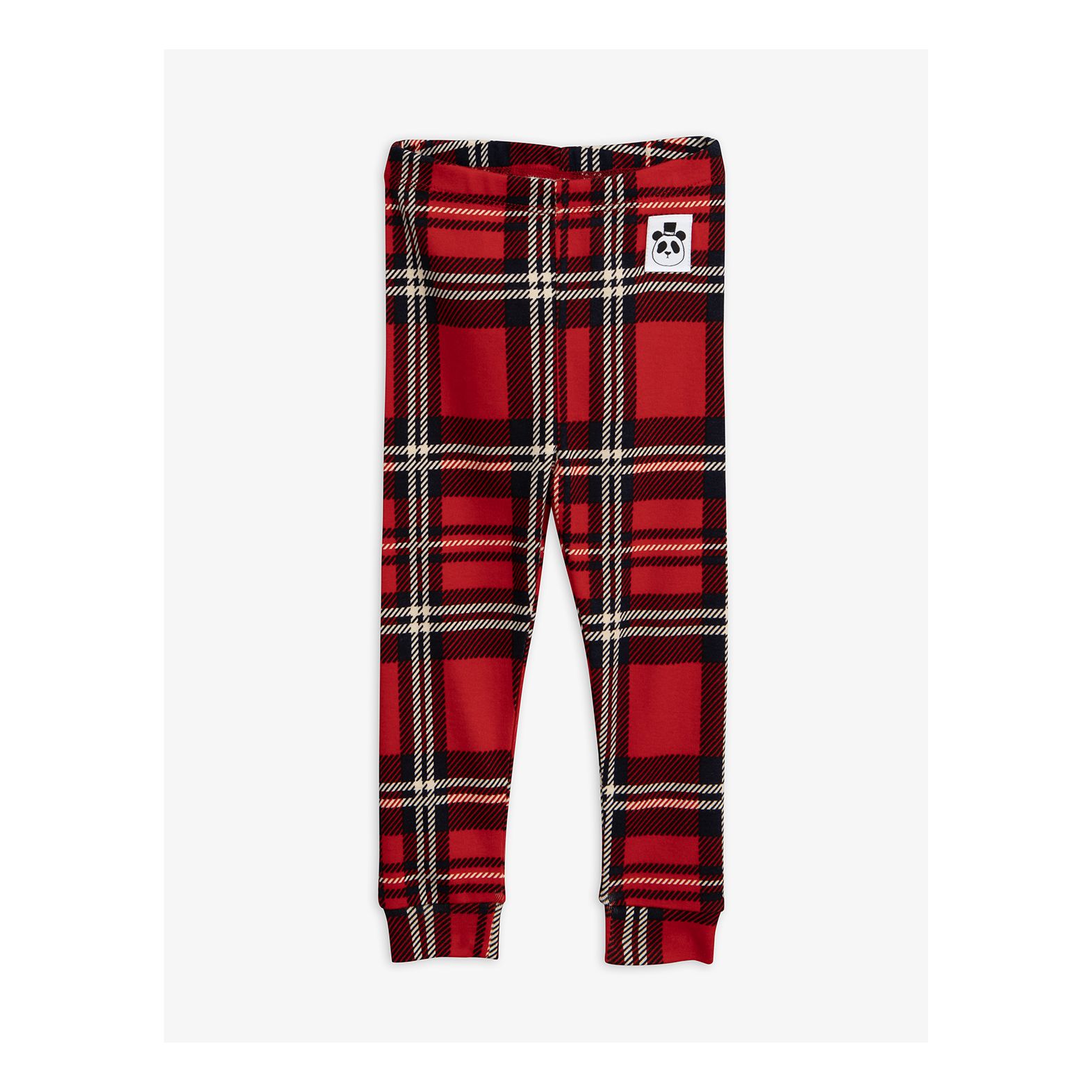 Girls Red Organic Cotton Check Leggings