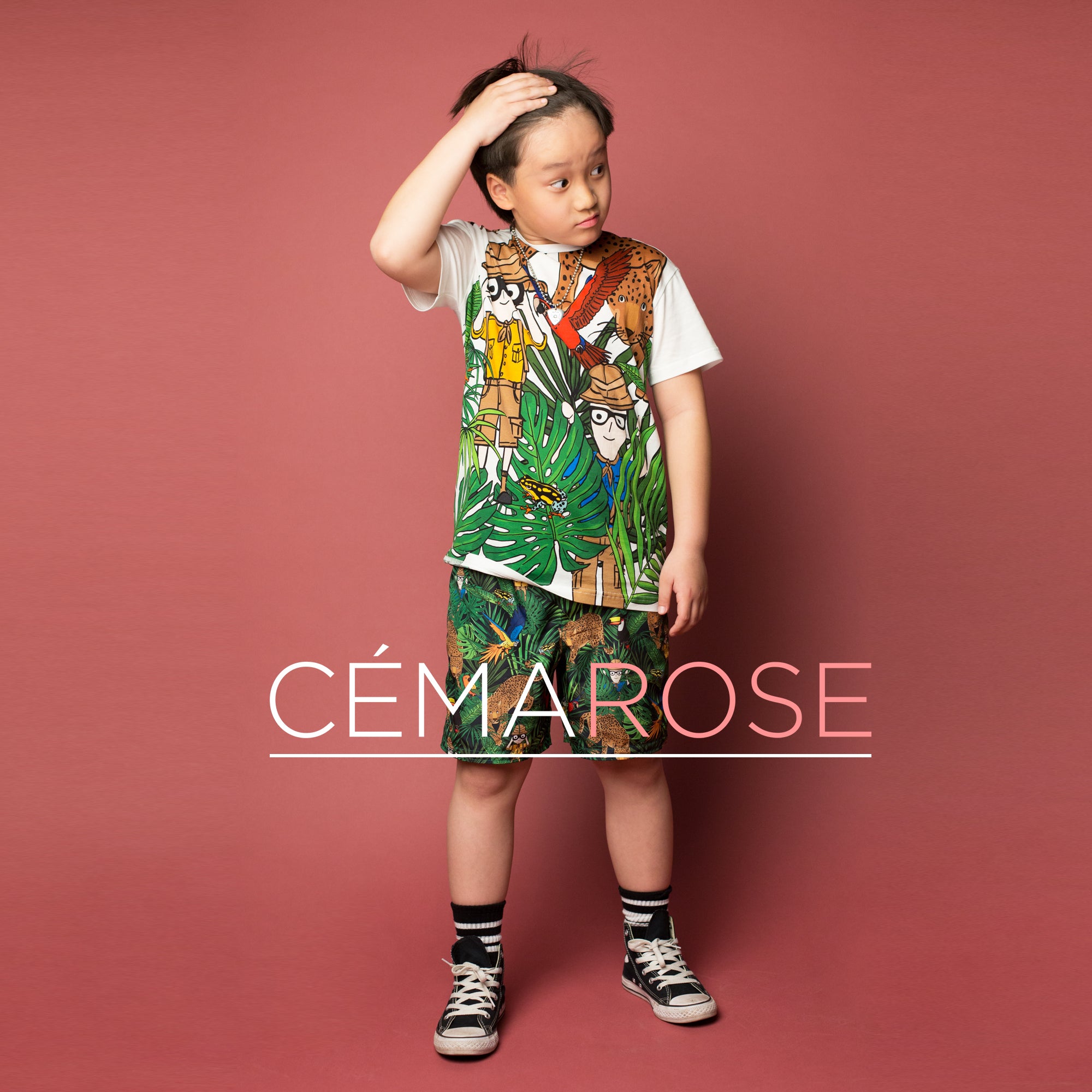 Boys White Forest Printed Cotton T-shirt