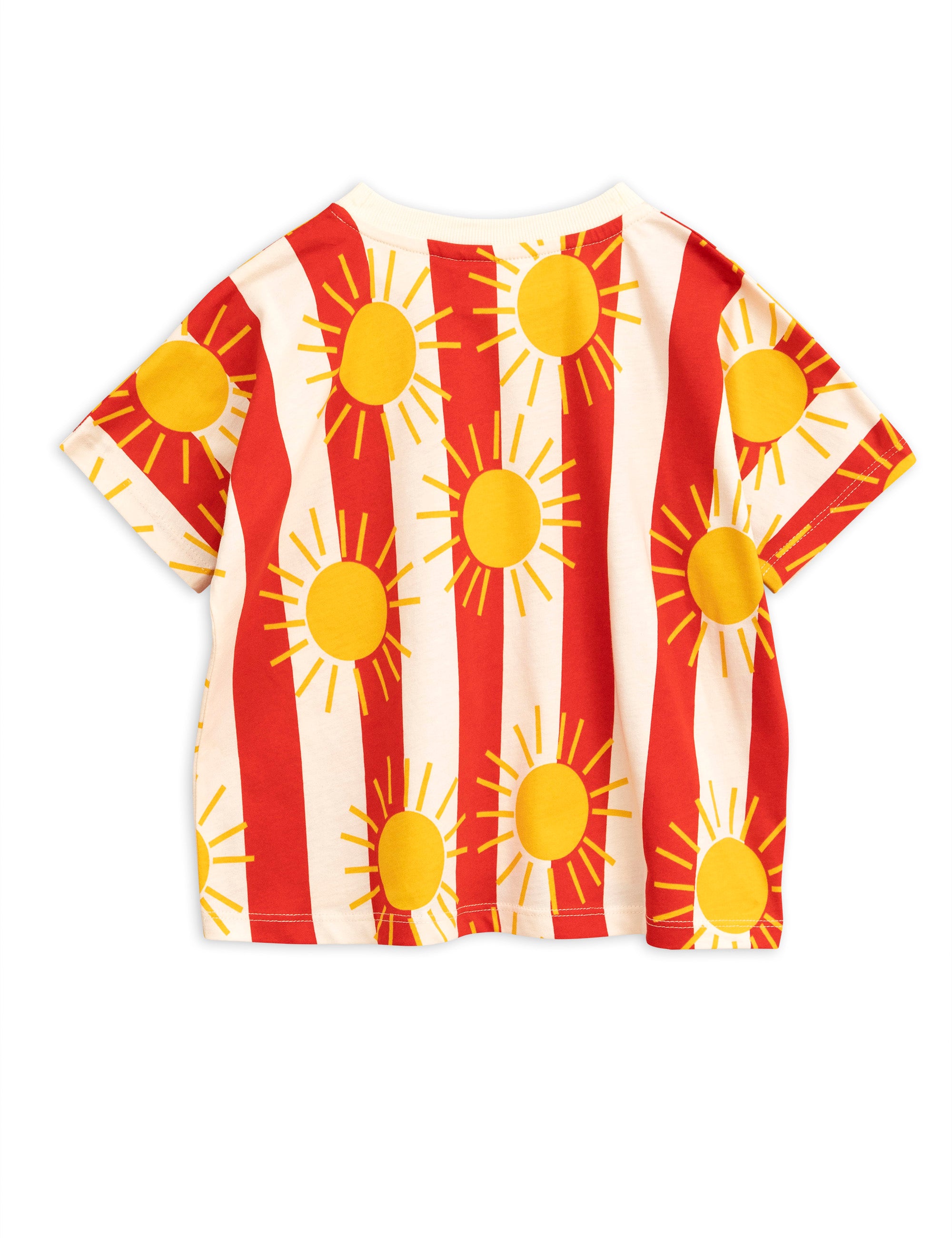 Girls Red Sun Striped Cotton T-shirt