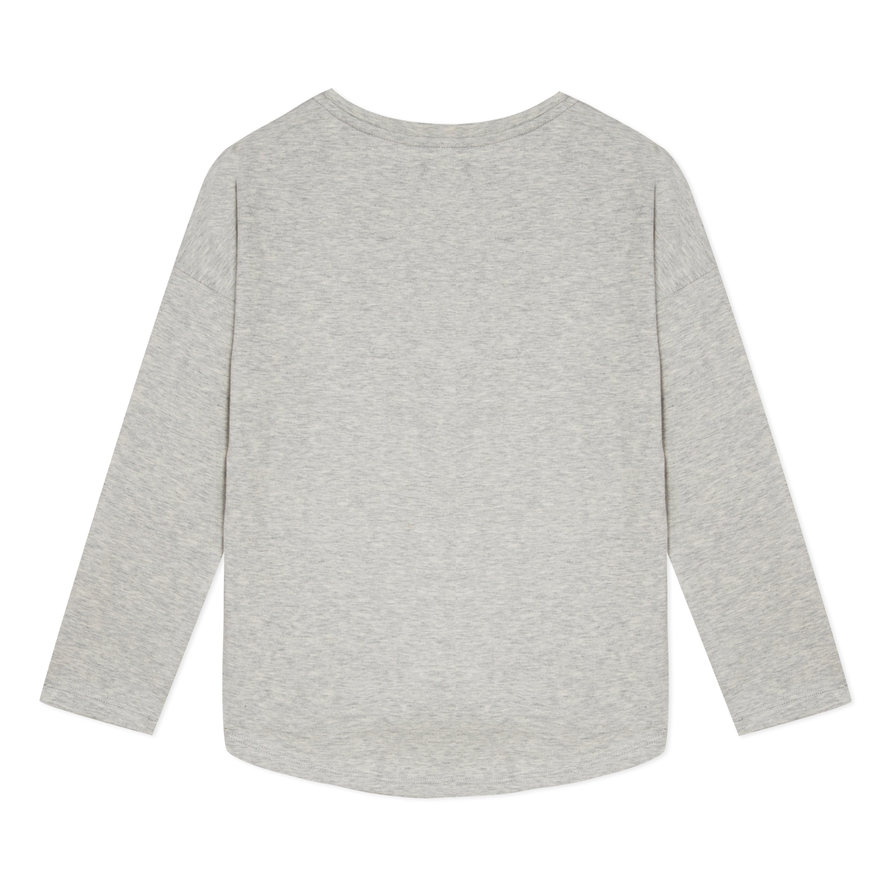 Girls Grey Printing Cotton Long Sleeves T-shirt
