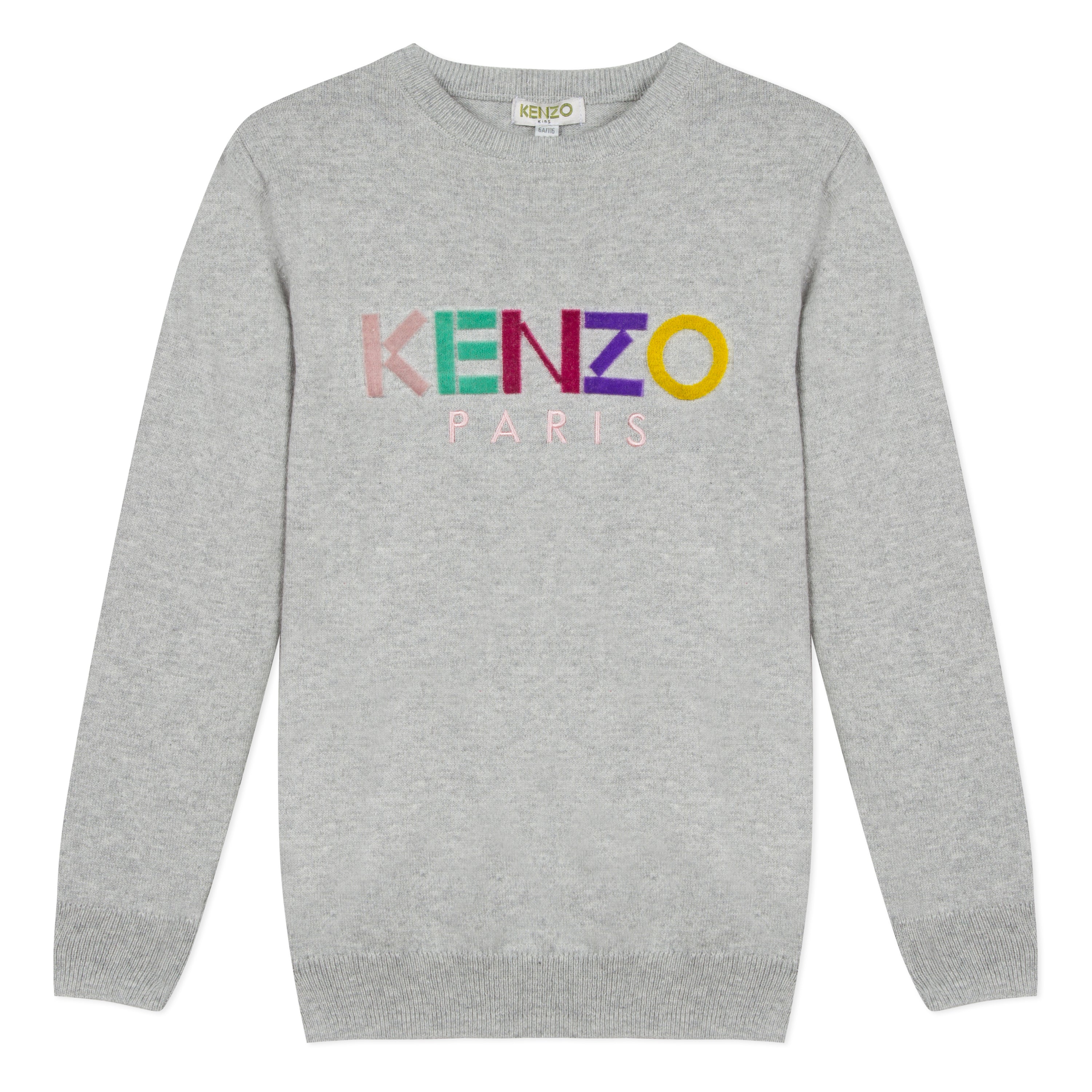 Girls Grey Logo Cotton Sweater