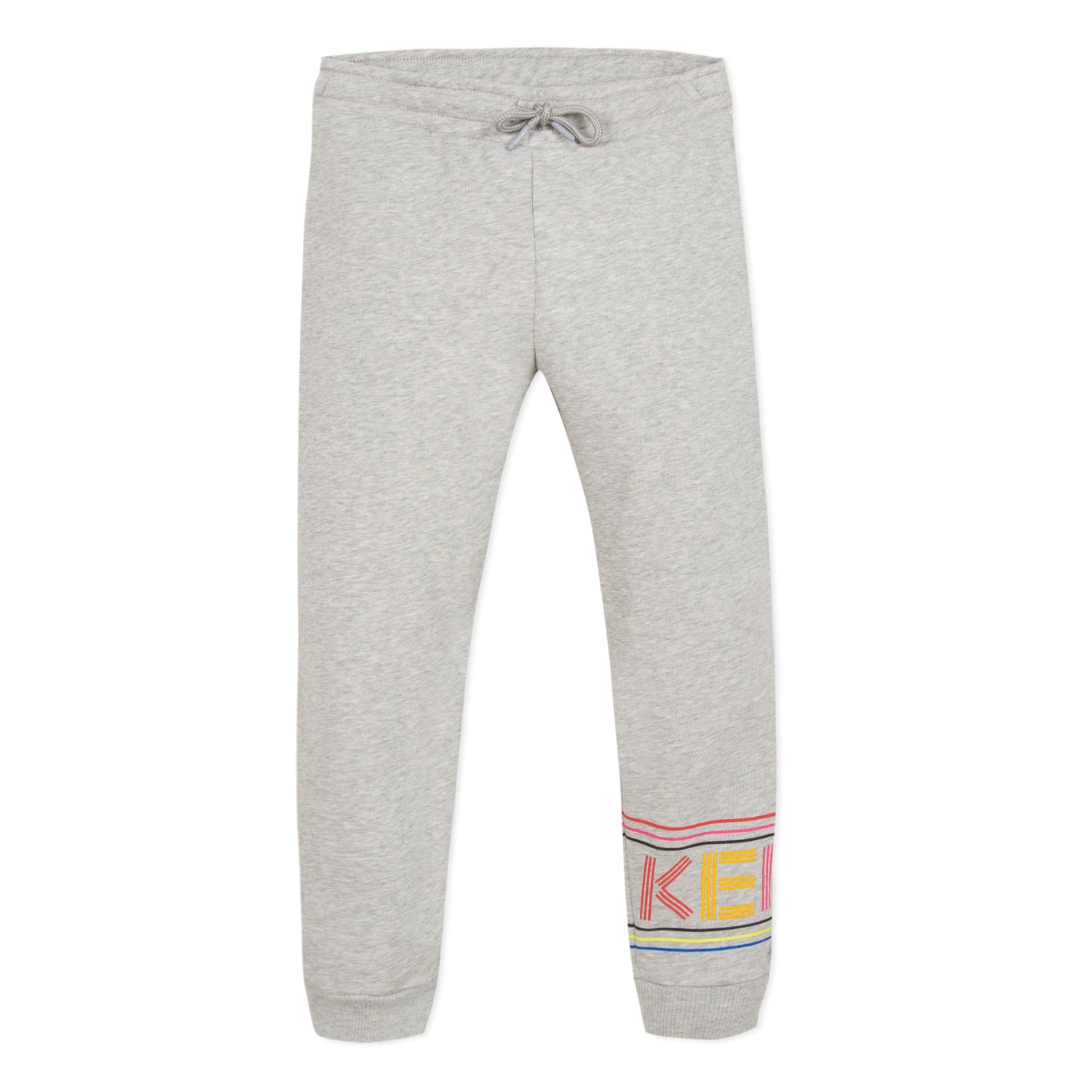 Girls Grey Logo Cotton Trousers
