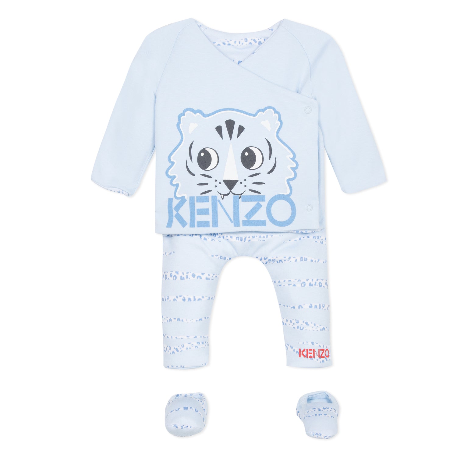 Baby Girls Light Blue Logo Cotton Babysuit