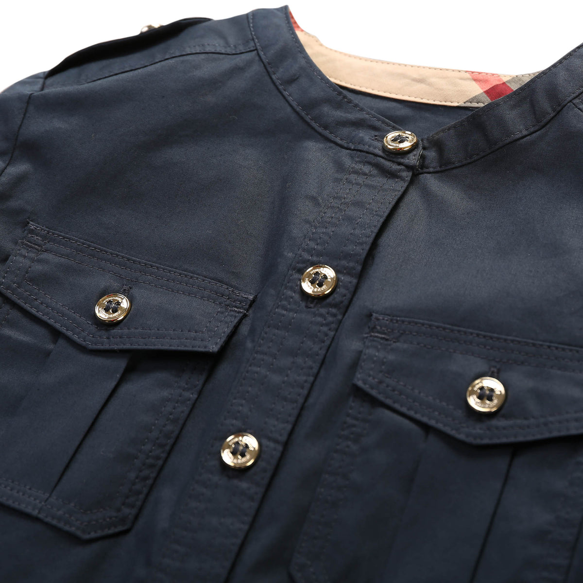 Girls Dark Pewter Blue Shirt Style Cotton Dress - CÉMAROSE | Children's Fashion Store - 3