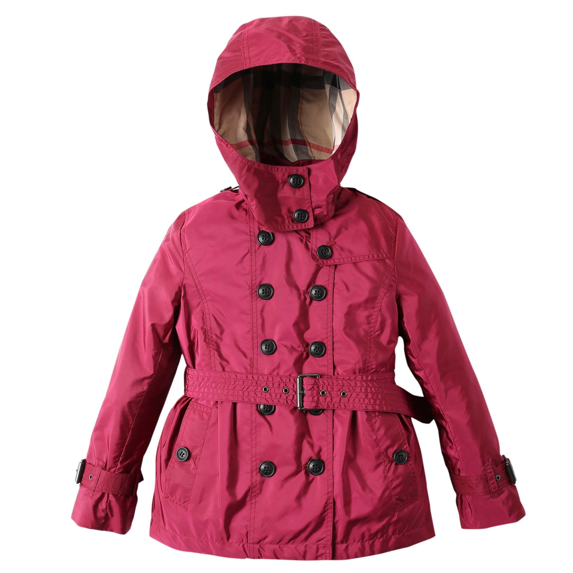 Girls Dark Plum Pink Wool Hooded Duffle Coat - CÉMAROSE | Children's Fashion Store - 2