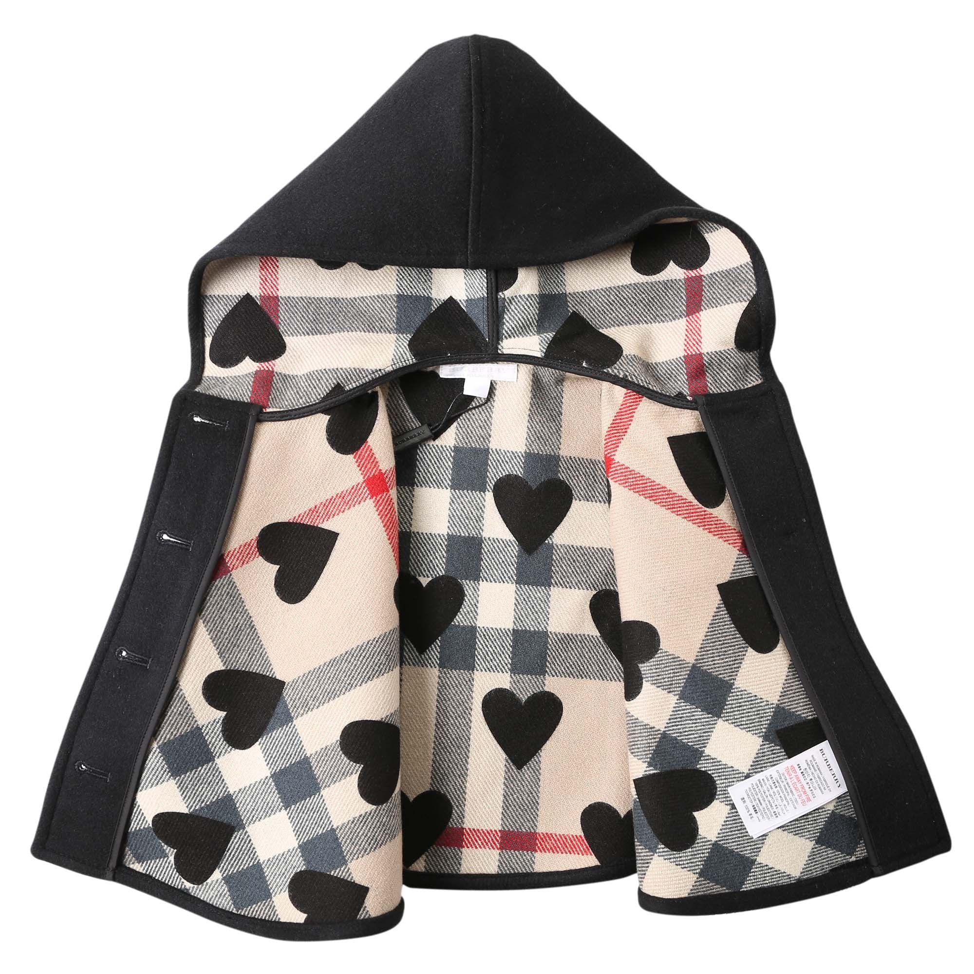 Girls Black Wool Hooded Shawls - CÉMAROSE | Children's Fashion Store - 2