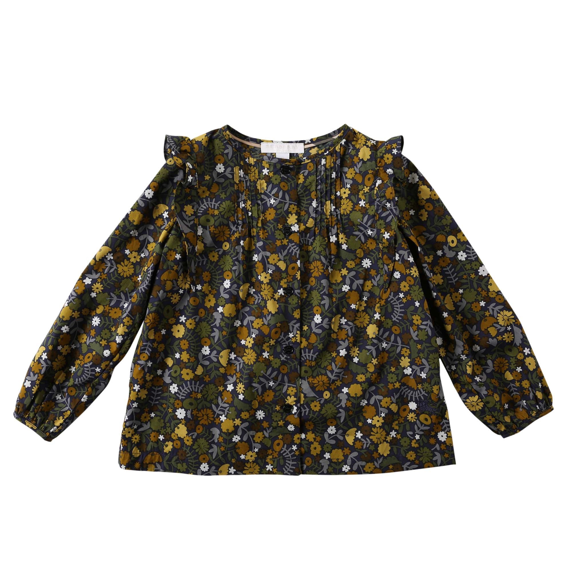 Girls Dusty Yellow Floral Printed Trims Blouse - CÉMAROSE | Children's Fashion Store - 1