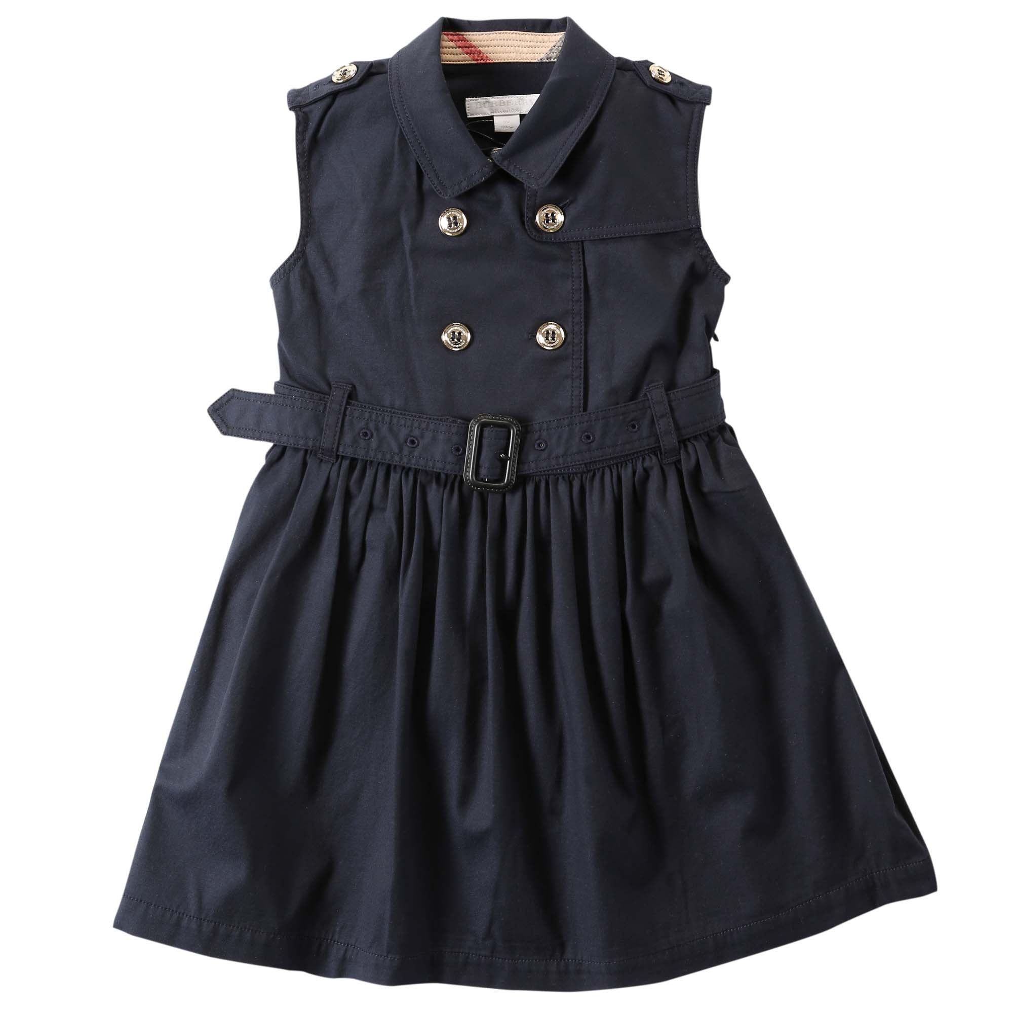 Girls Navy Blue Cotton Trench Dress - CÉMAROSE | Children's Fashion Store - 1