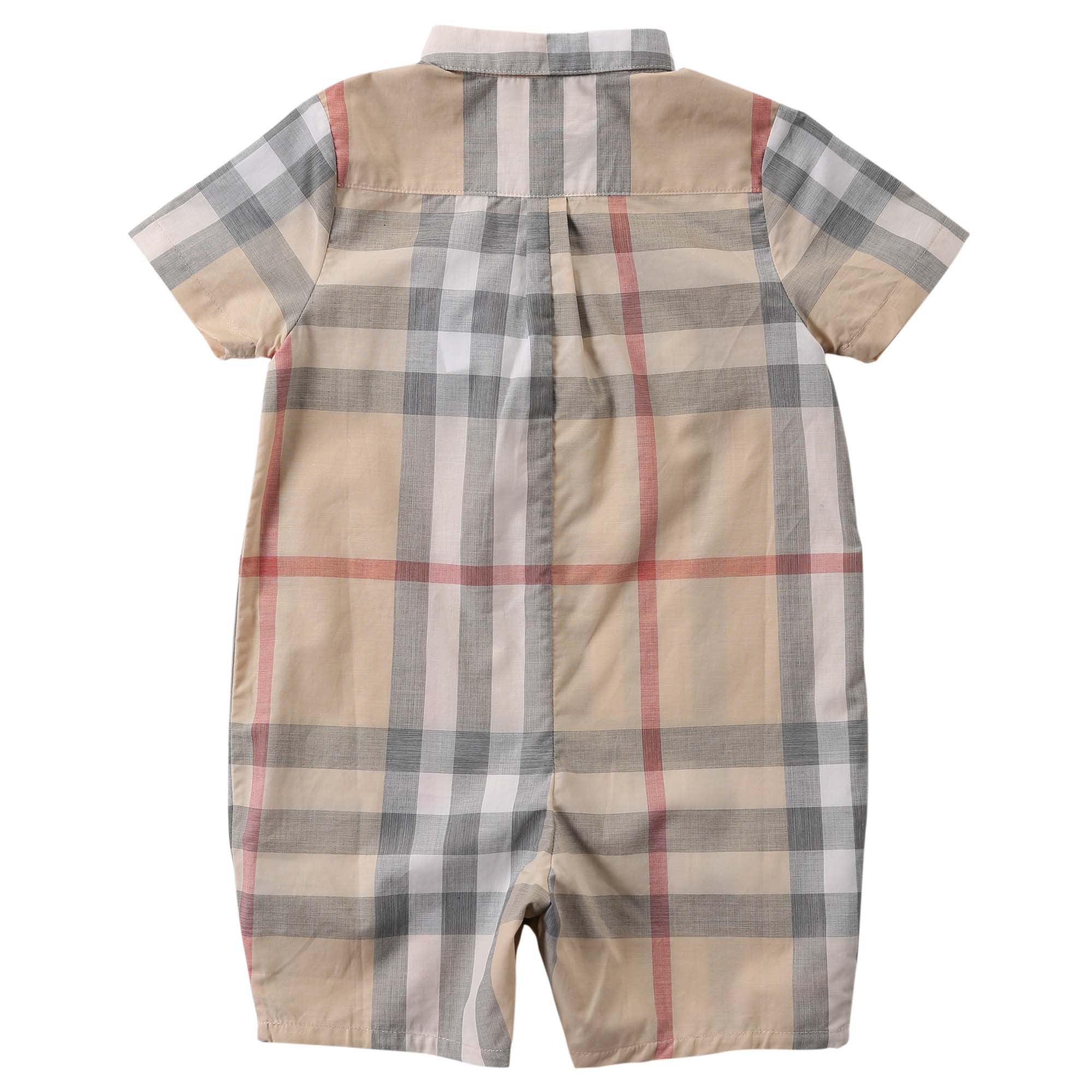 Baby Pale Pink Classic Check Cotton Babygrow - CÉMAROSE | Children's Fashion Store - 2