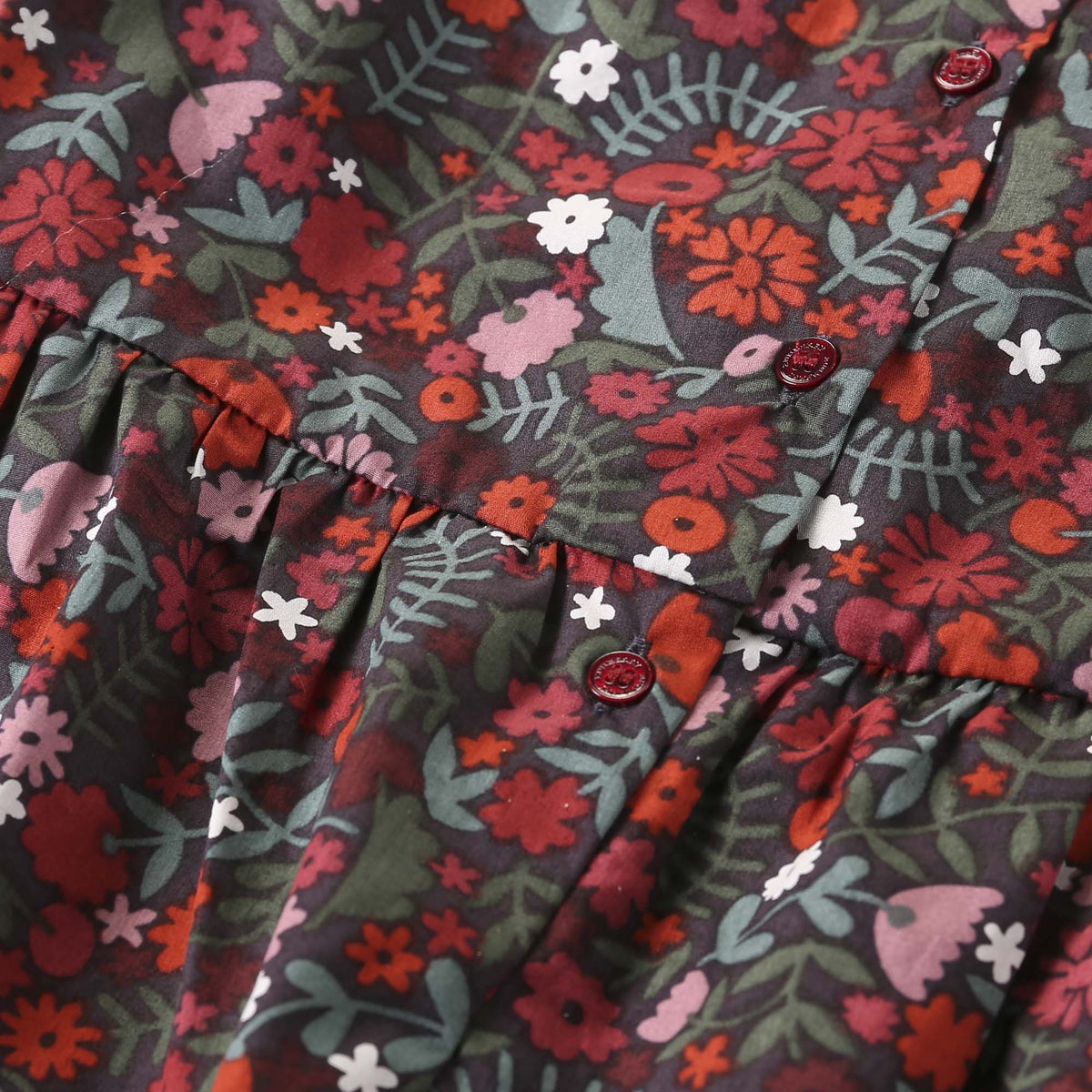 Baby Girls Antique Red Floral Printed Trims Romper - CÉMAROSE | Children's Fashion Store - 4