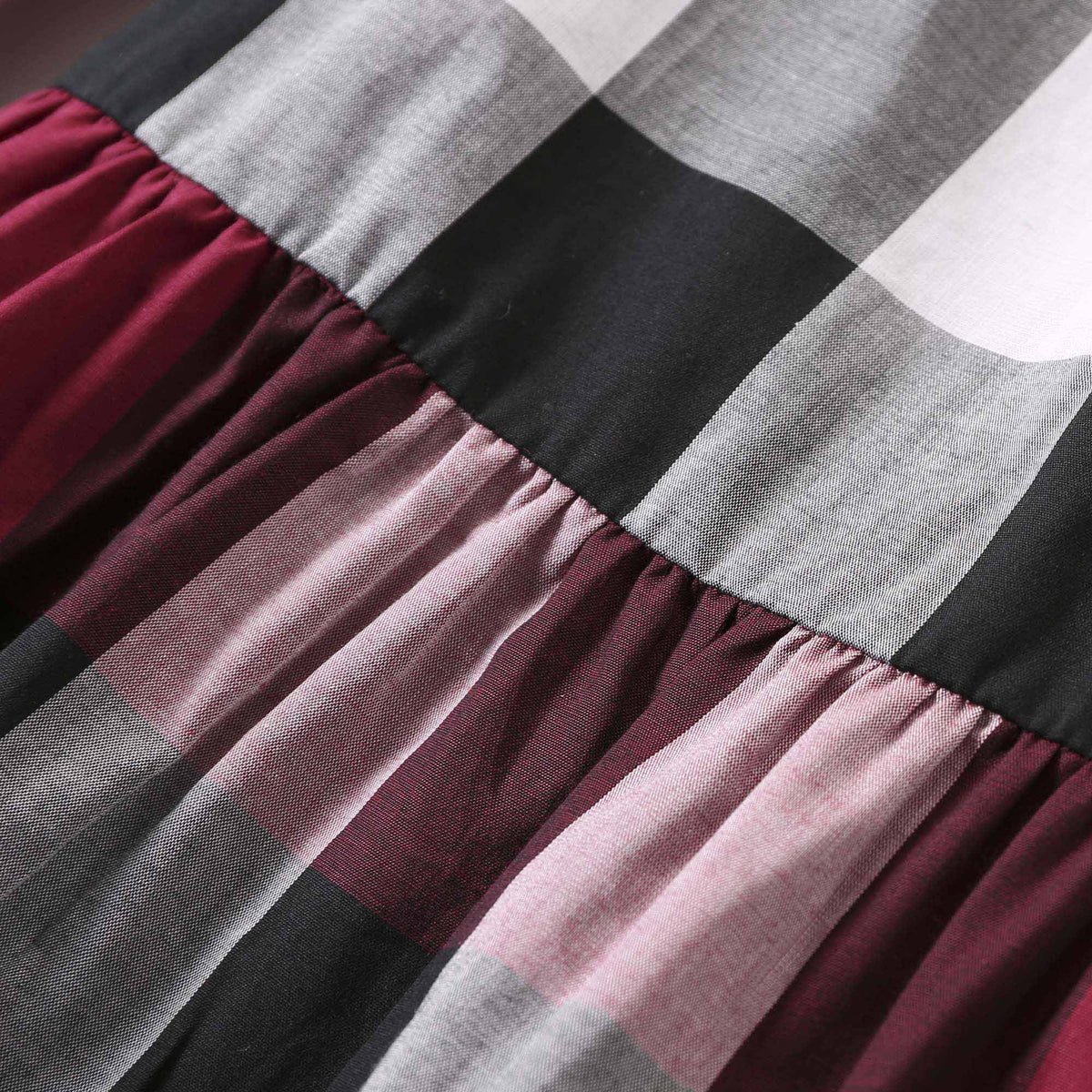 Girls Dark Plum Pink Check Jersey Cotton Dress - CÉMAROSE | Children's Fashion Store - 4