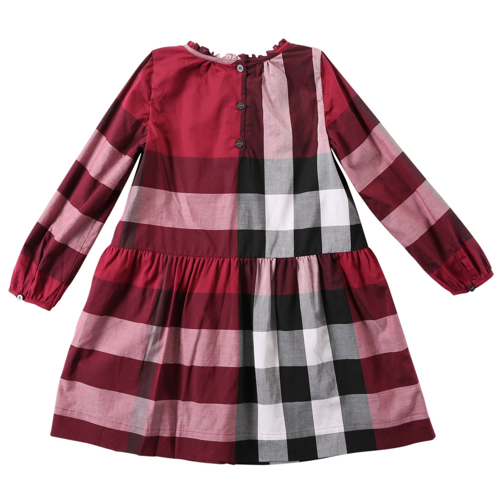 Girls Dark Plum Pink Check Jersey Cotton Dress - CÉMAROSE | Children's Fashion Store - 2