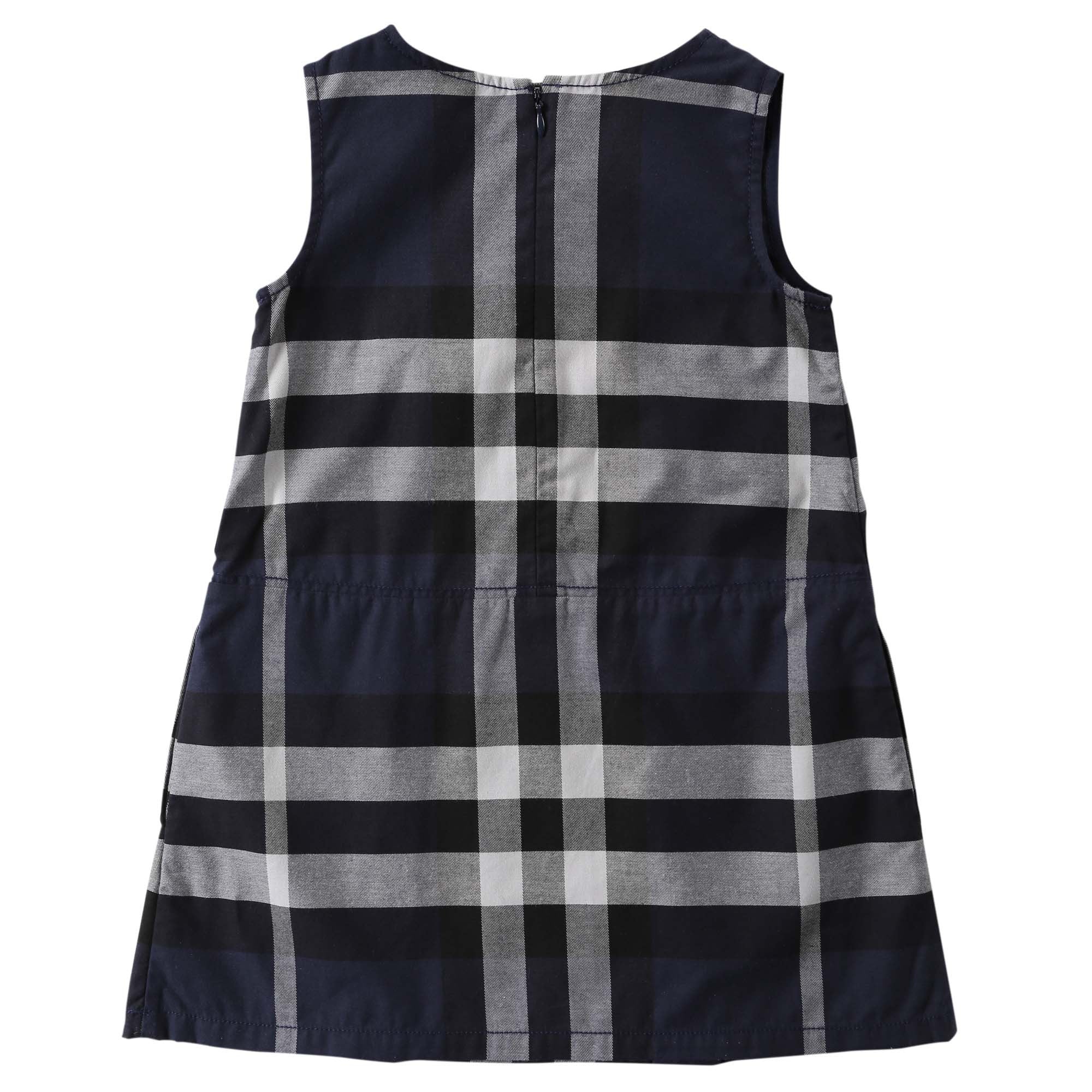 Girls Navy Blue Check Cotton Dress - CÉMAROSE | Children's Fashion Store - 2