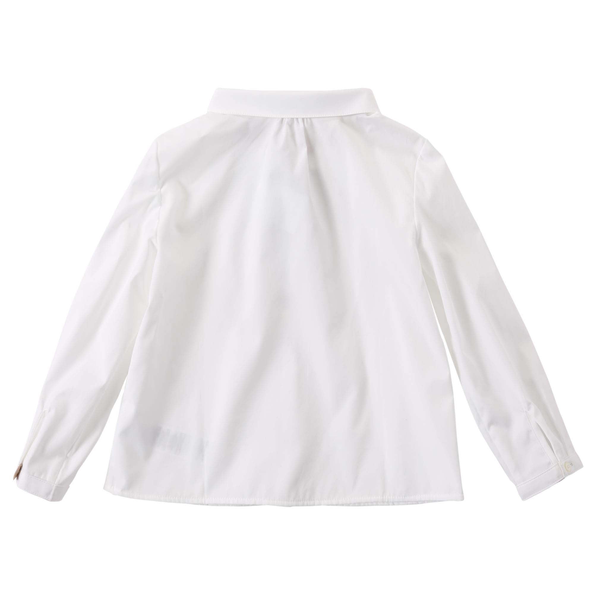 Baby Girls White Cotton Blouse With Check Cuffs - CÉMAROSE | Children's Fashion Store - 2
