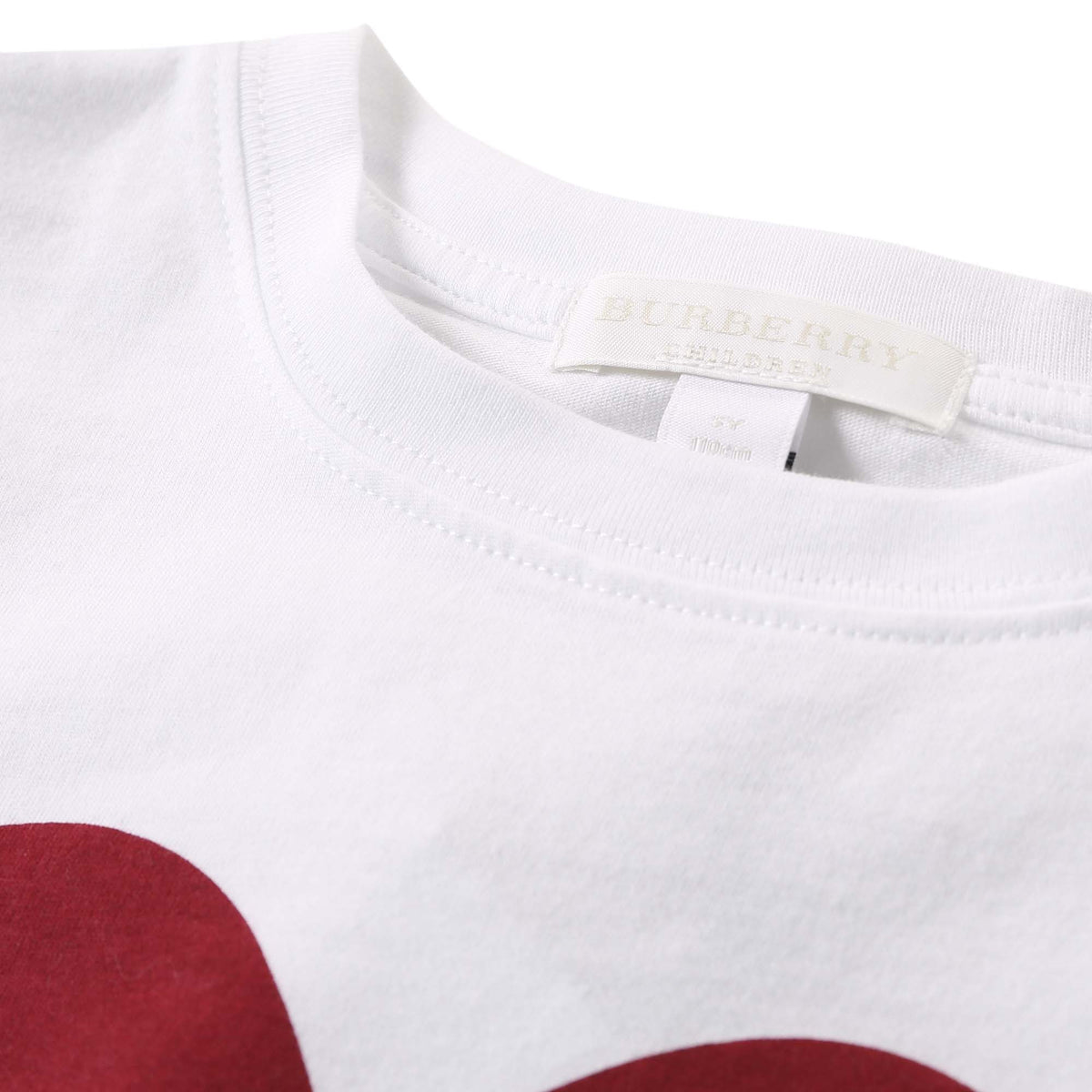 Girls White Cotton T-Shirt With Red Heart Trims - CÉMAROSE | Children's Fashion Store - 3