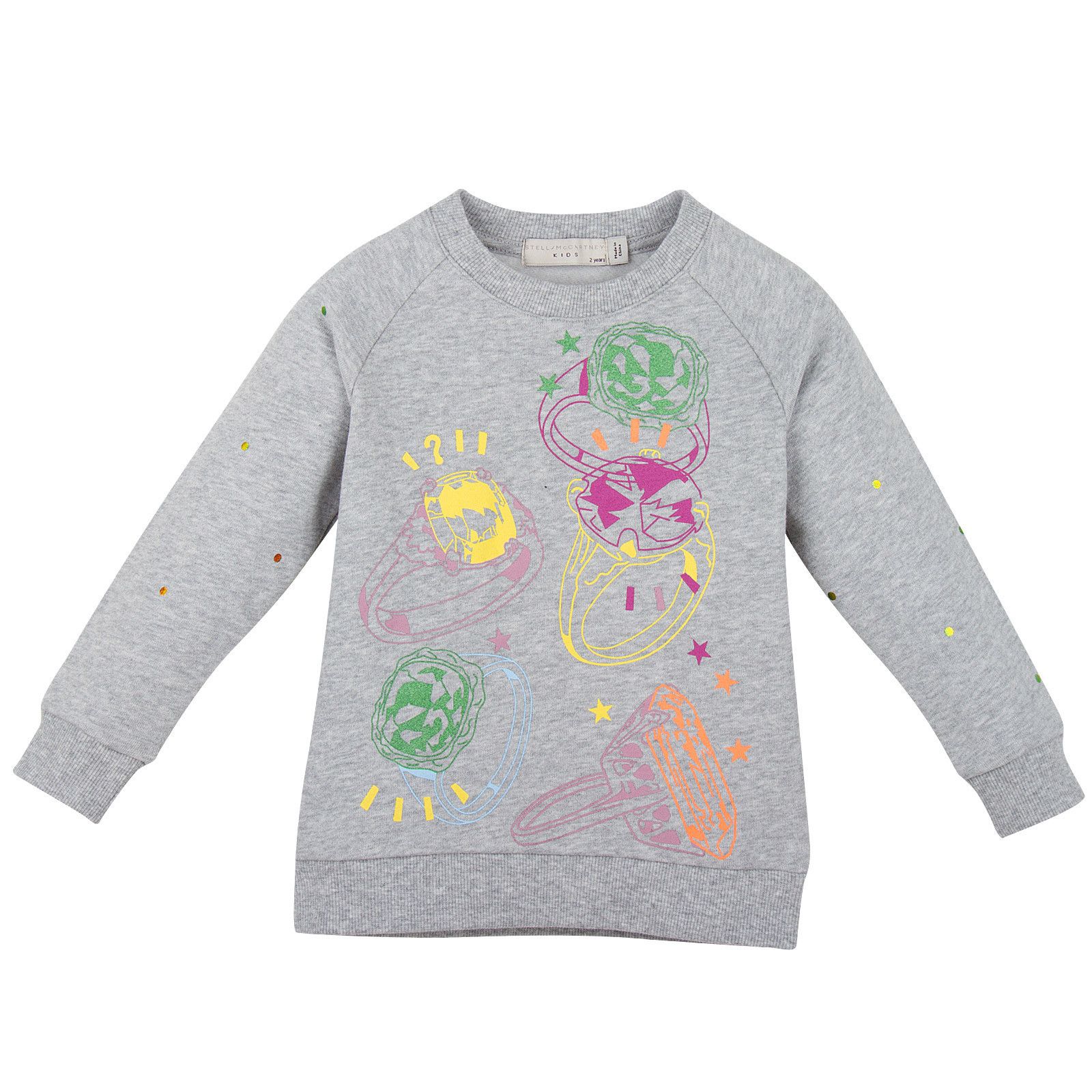 Betty Girls Grey Jeweled Rings Sweatshirt - CÉMAROSE | Children's Fashion Store - 1