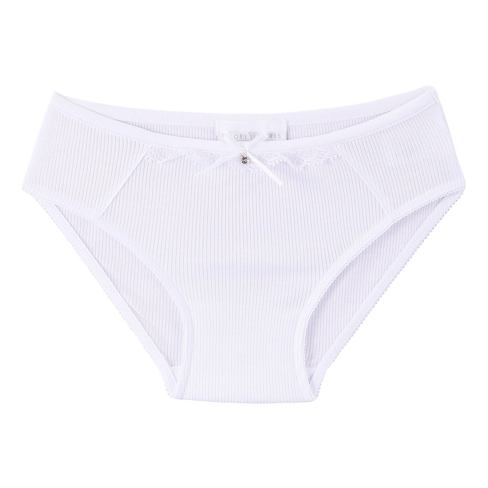 Girls Ivory Bow Trims Jersey Knicker - CÉMAROSE | Children's Fashion Store - 1