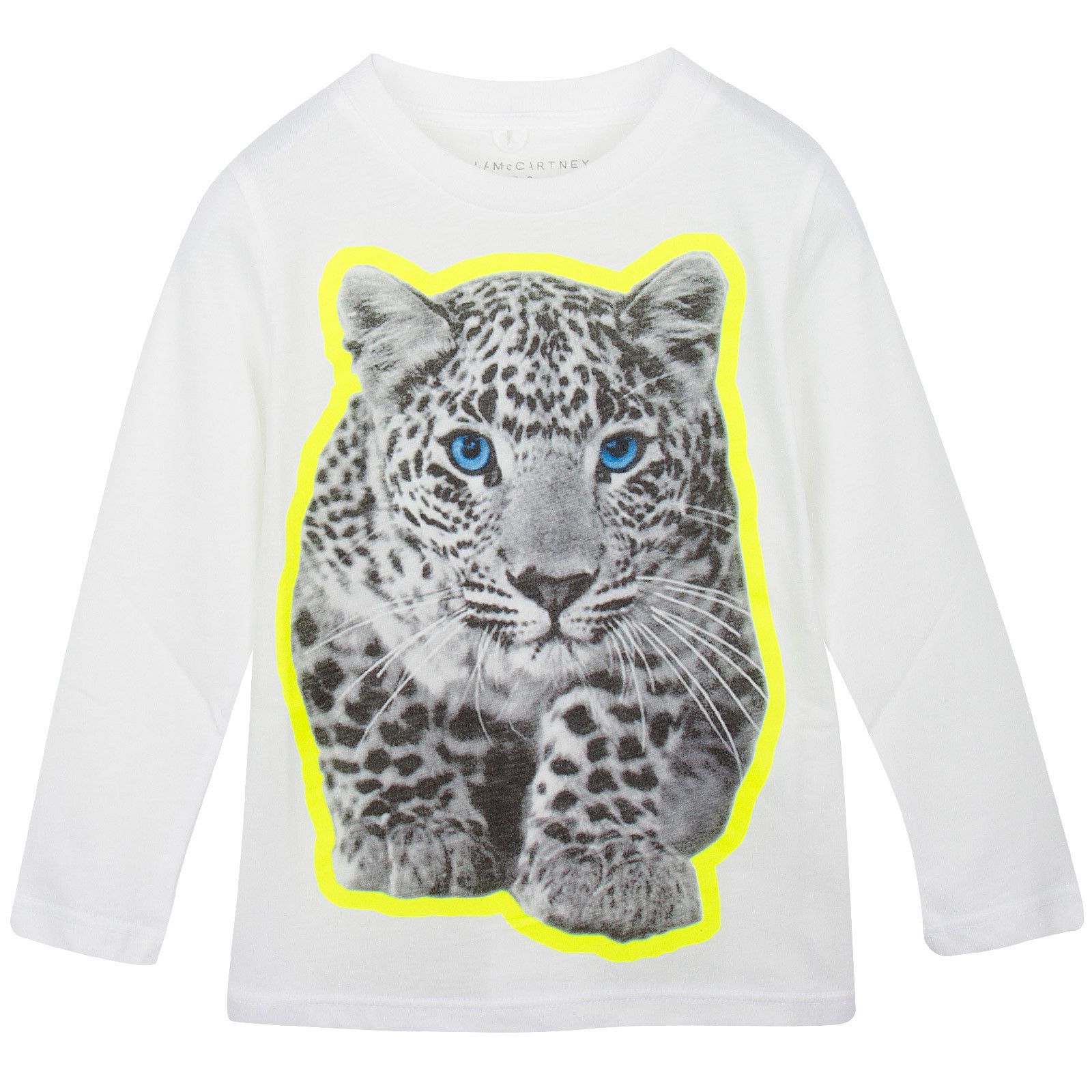 Barley Boys White Long Sleeve Cotton T-Shirt With A Leopard Print - CÉMAROSE | Children's Fashion Store - 1
