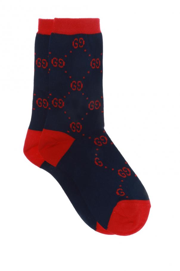 Girls Navy & Red Mid-length Cotton Socks