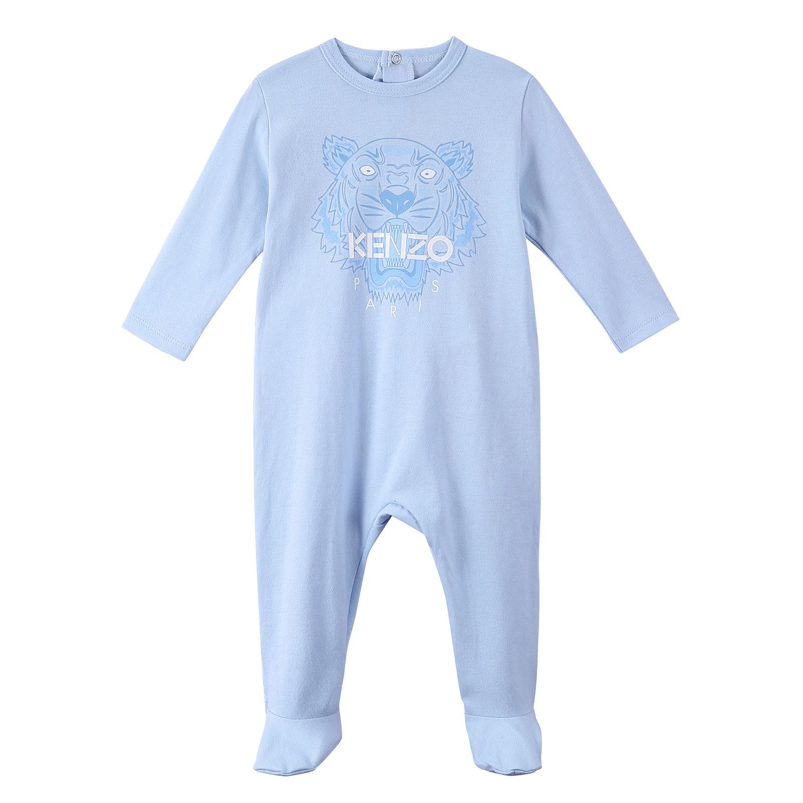 Baby Sky Blue Tiger Printed Cotton Pyjama - CÉMAROSE | Children's Fashion Store - 1