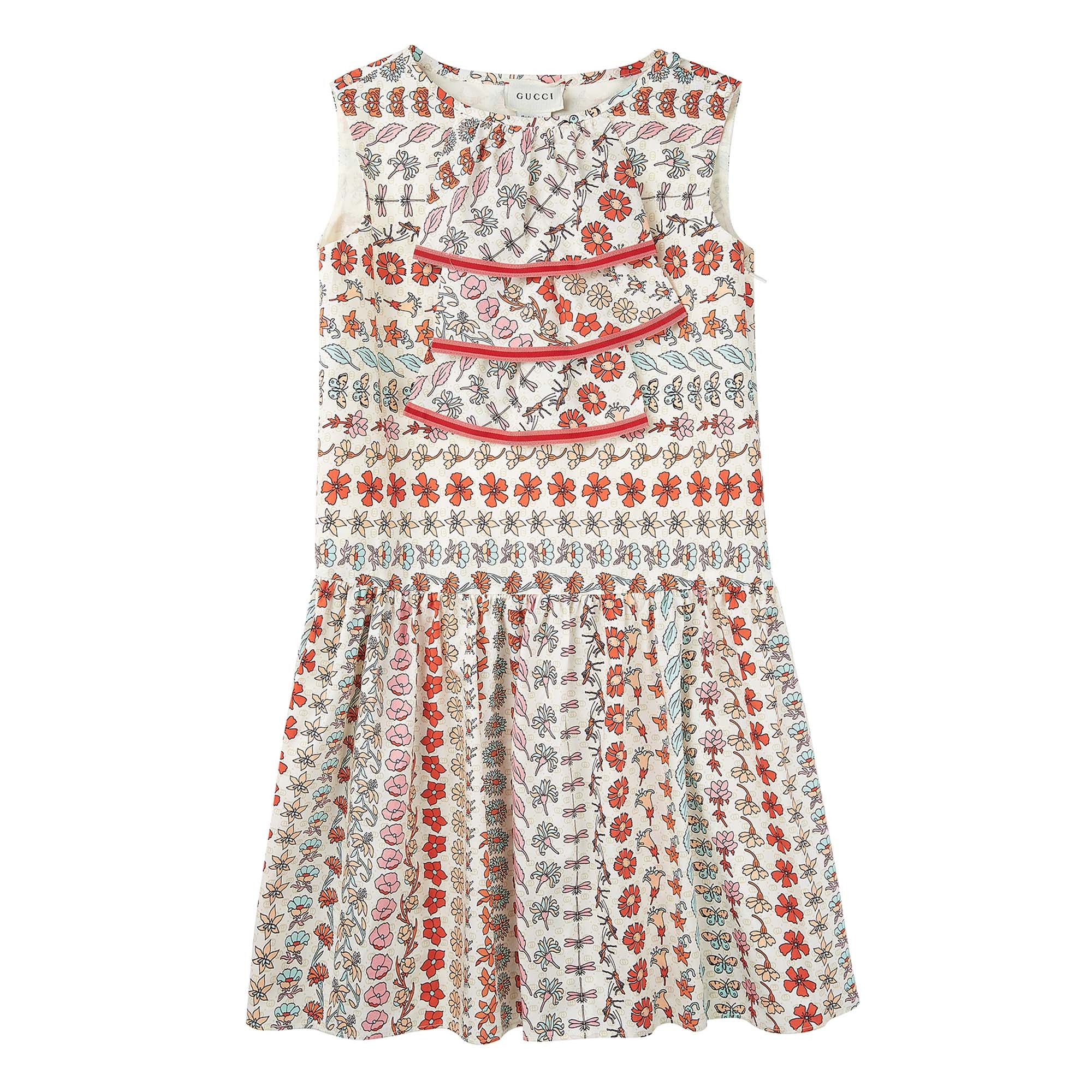 Girls Pink & Red Floral Cotton Dress