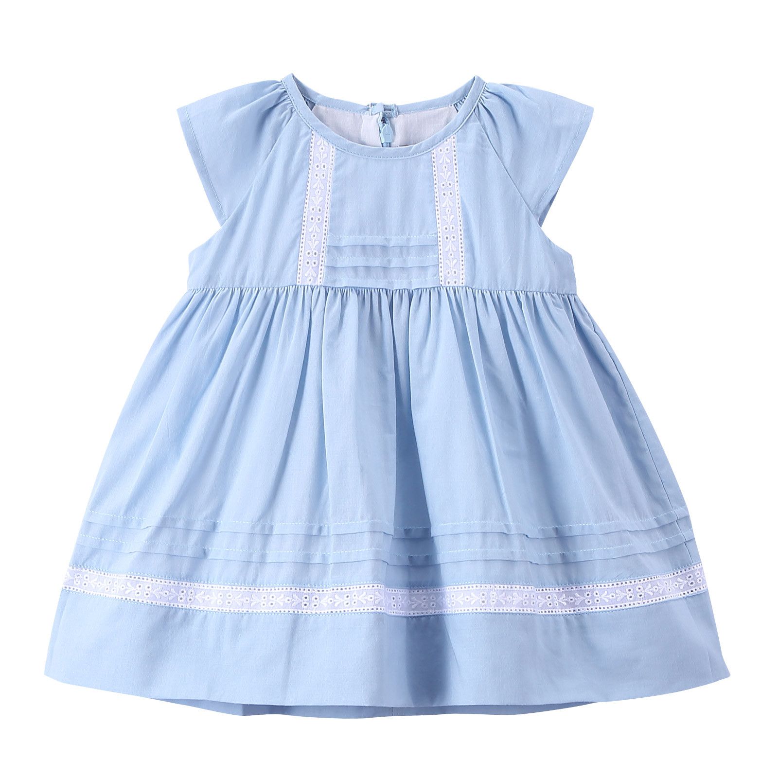 Baby Girls Sky Blue Cotton Dress - CÉMAROSE | Children's Fashion Store - 1