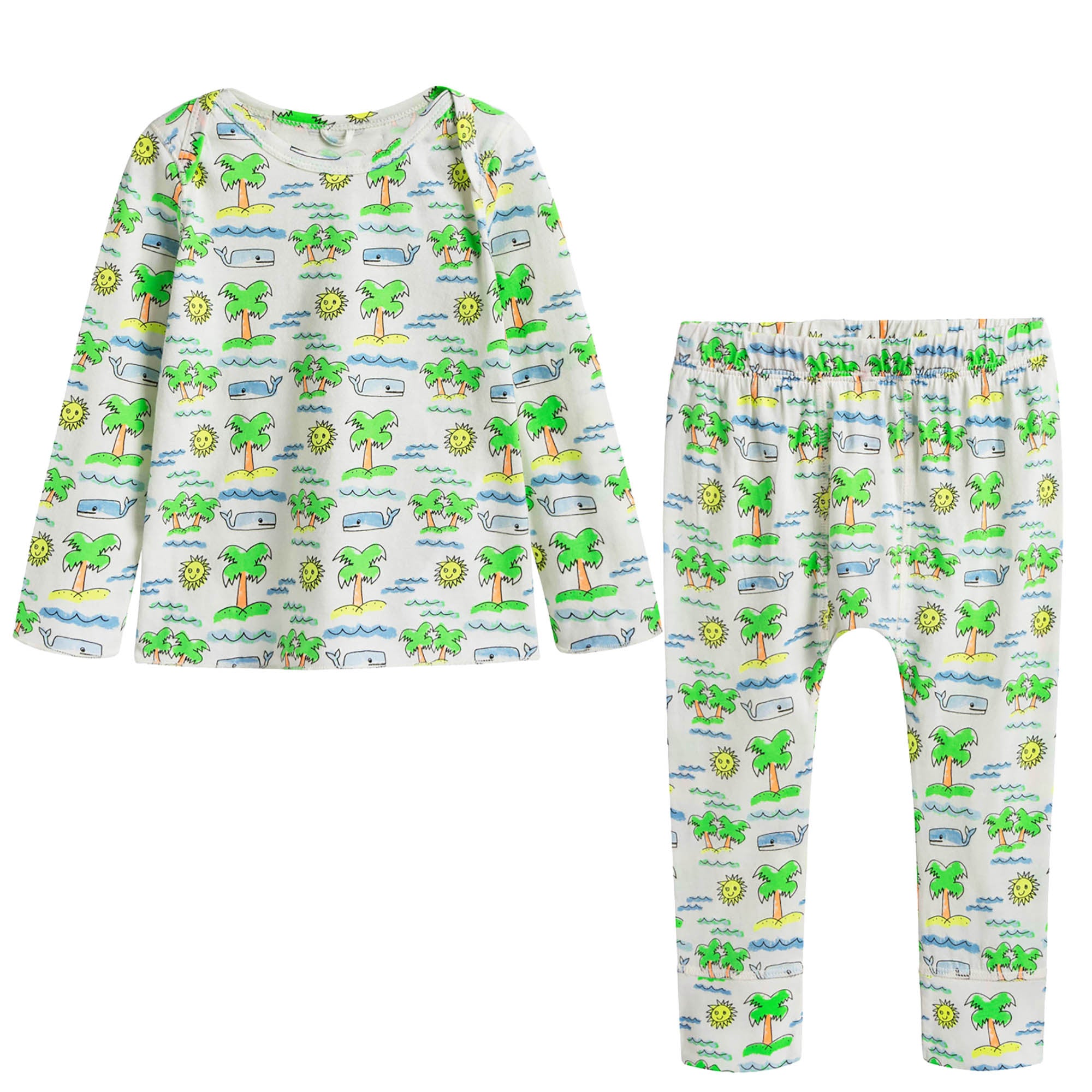 Baby Ivory & Green Cotton Set