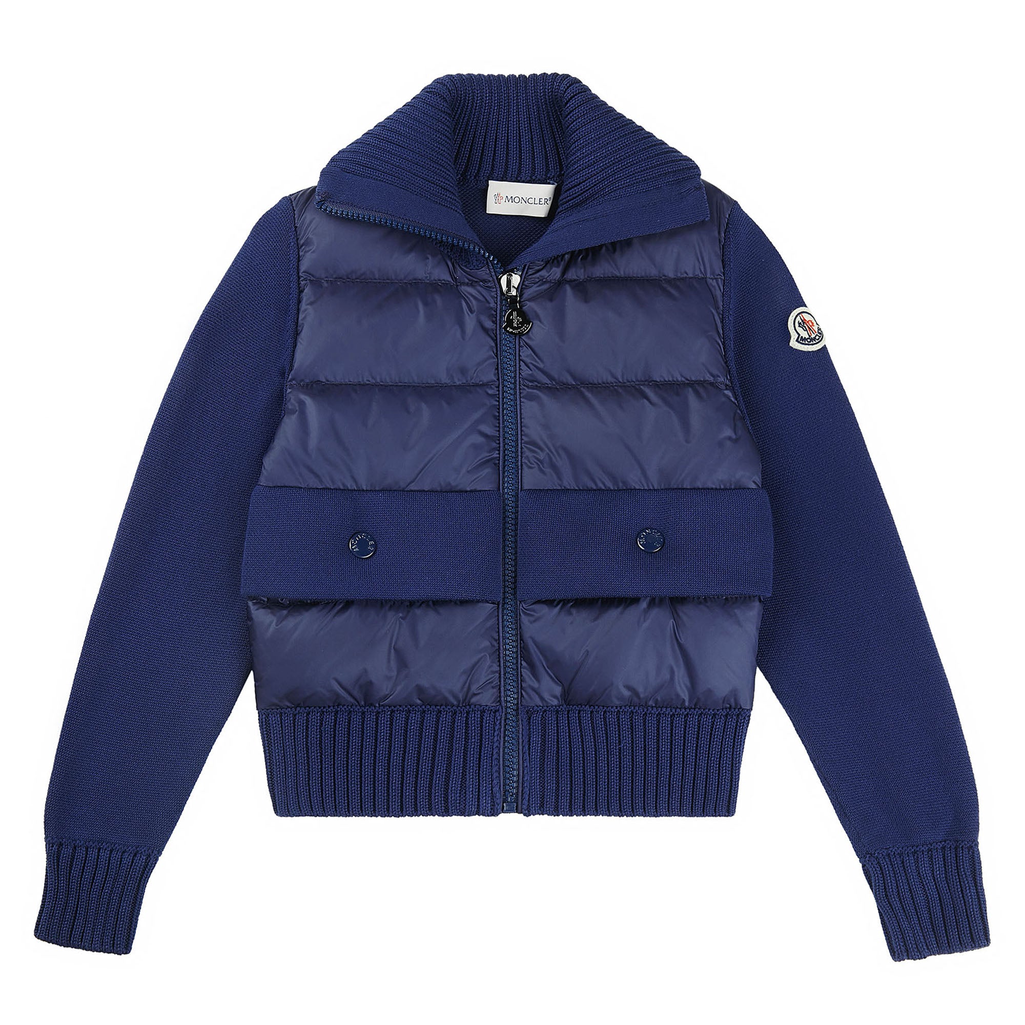 Girls Blue Knit Zip-Up Cardigan