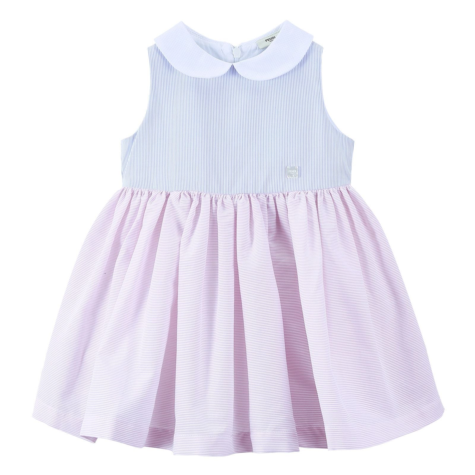 Baby Girls Blue&White Peter Pan Collar Cotton Dress - CÉMAROSE | Children's Fashion Store - 1