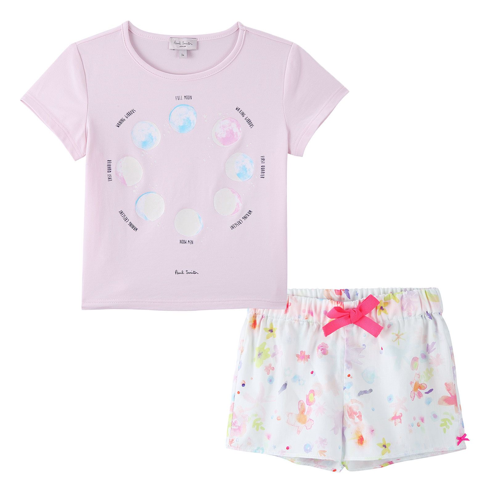 Girls Pink Moon Printed Top & Multicolor Bottom 2 Pieces Pyjama - CÉMAROSE | Children's Fashion Store - 1