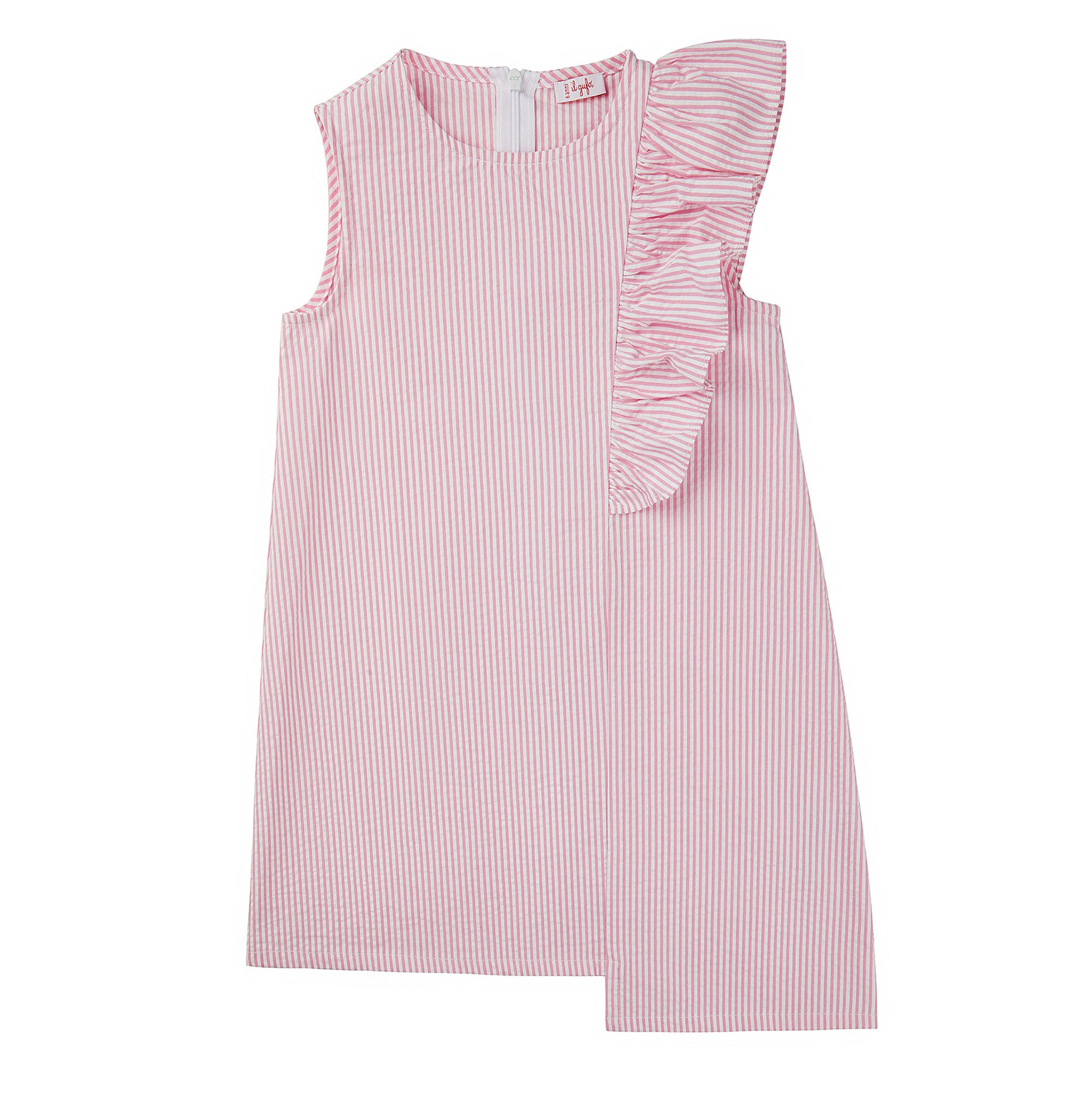 Girls Pink Striped Cotton Dress