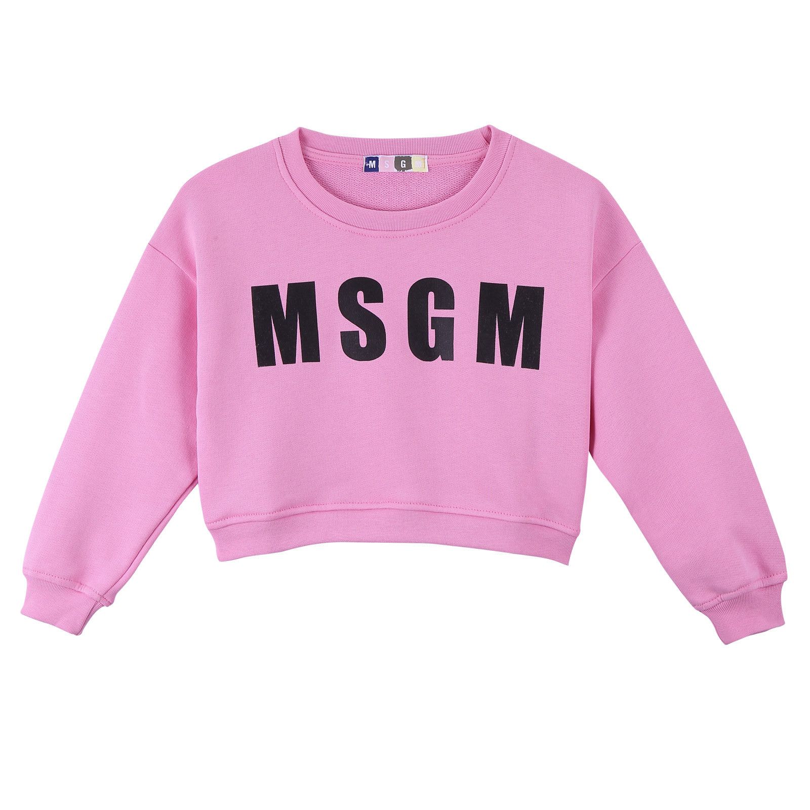 Girls Pink Cotton Sweater With Brand Name Logo - CÉMAROSE | Children's Fashion Store - 1