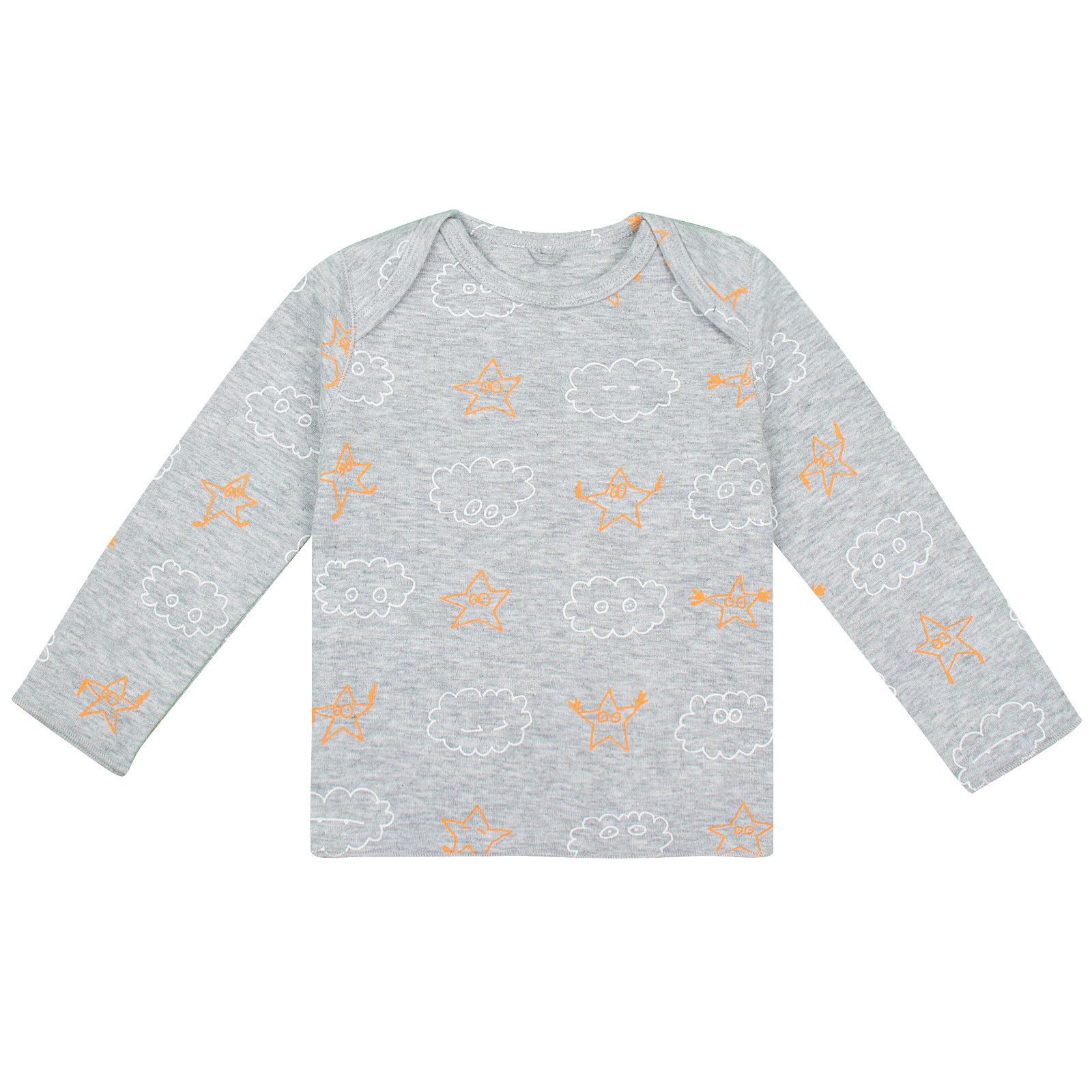Buster/Feather Baby Grey Stars&Clouds Printed Top&Trousers - CÉMAROSE | Children's Fashion Store - 1