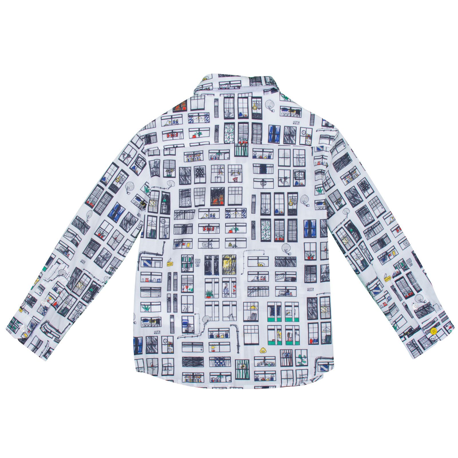 Boys White Windows Printed Cotton Shirt - CÉMAROSE | Children's Fashion Store - 2