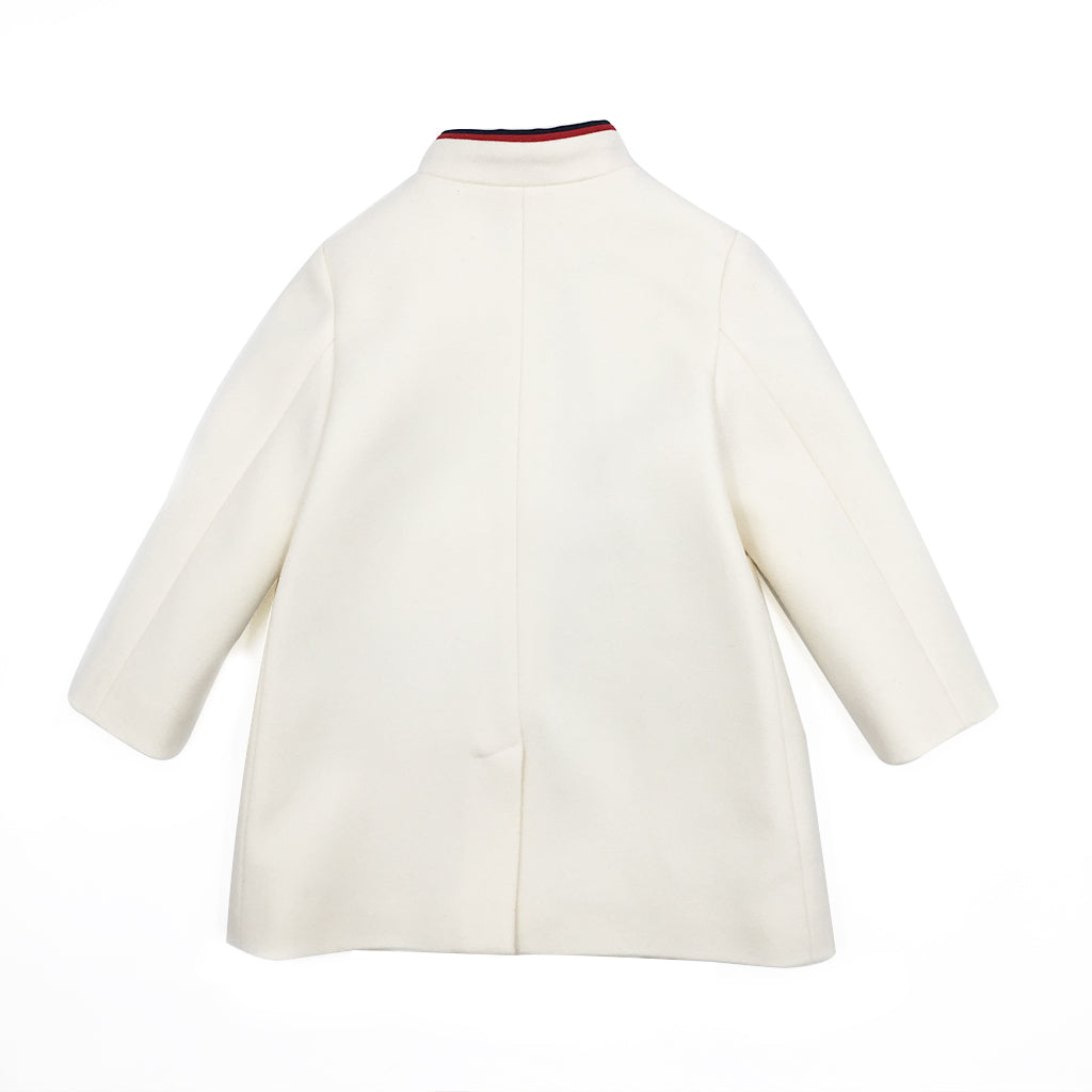 Baby Girls White Woven Coat