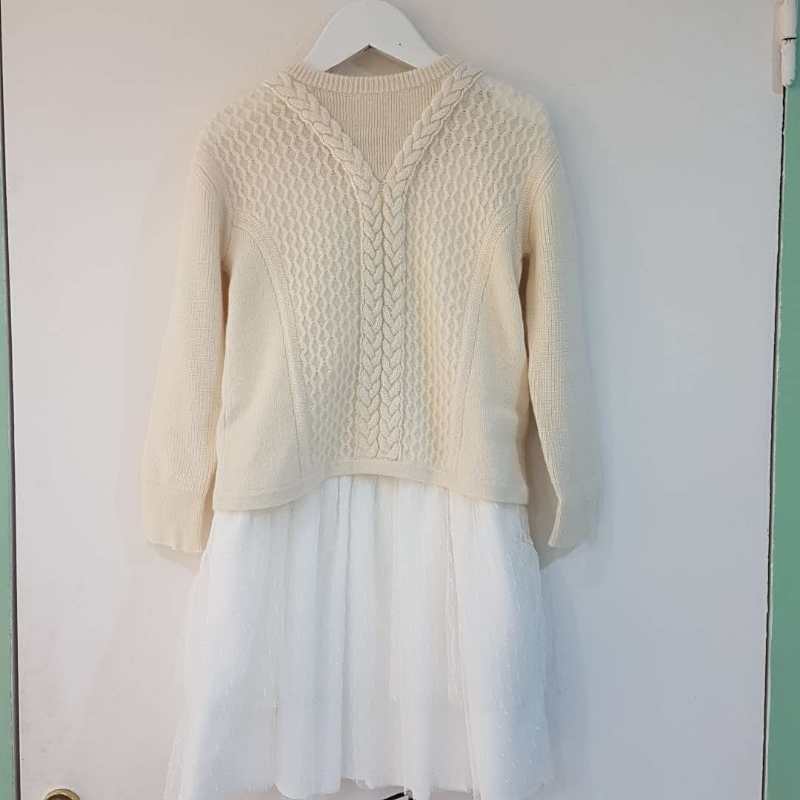 Girls Natural White Cashmere Dresse