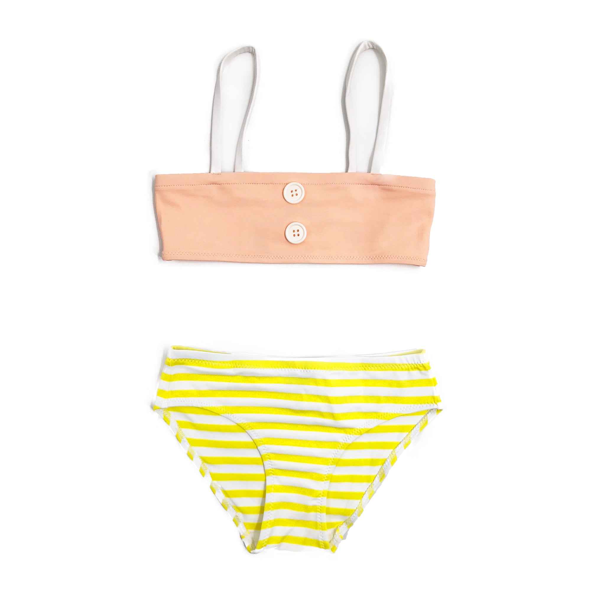 Girls Ray Jaune & Pink Stripes Bikini