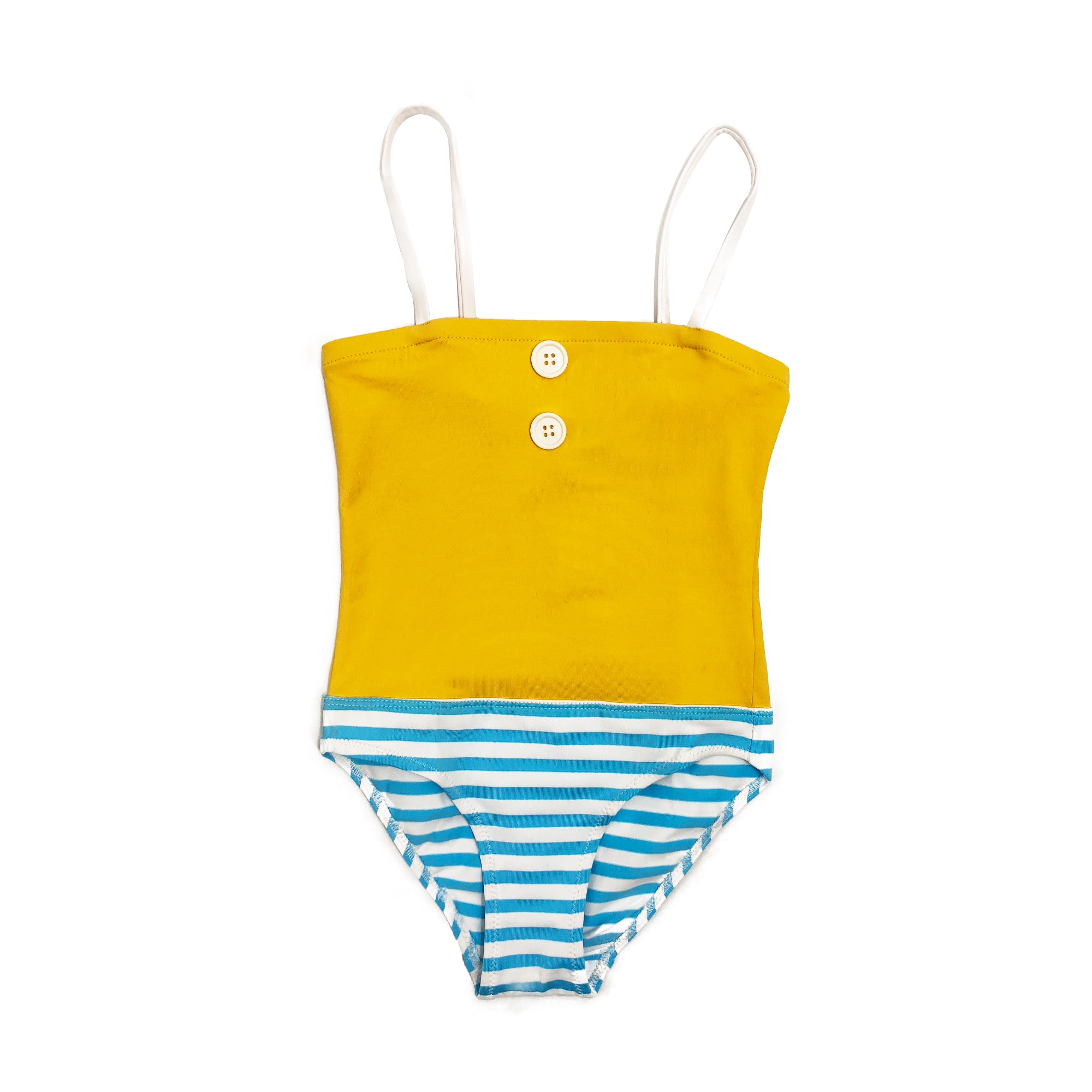 Girls Ray Blue & Yellow Stripes Swimsuit