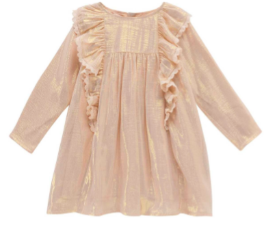 Girls Gold Silk Dress