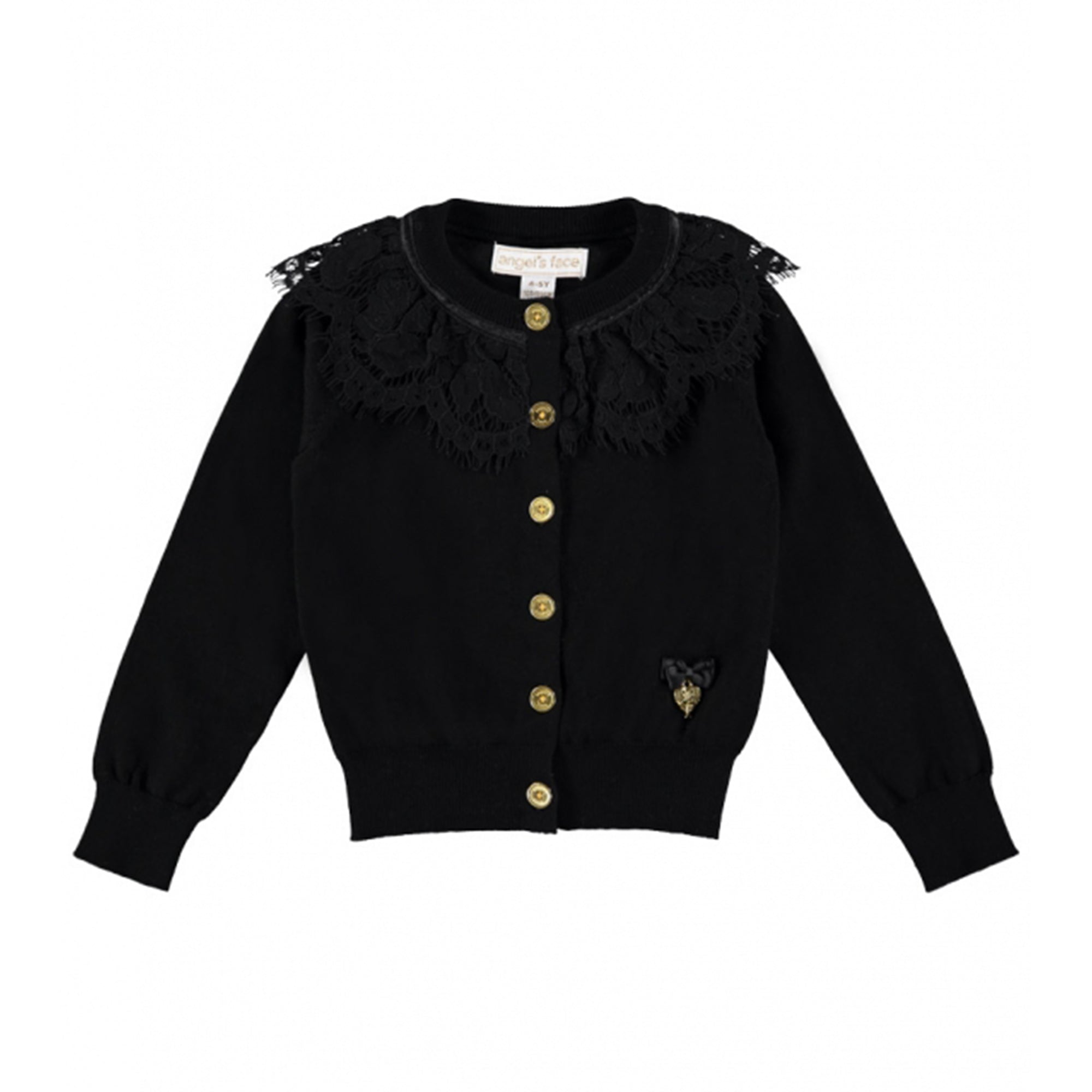 Girls Black Cotton Cardigan
