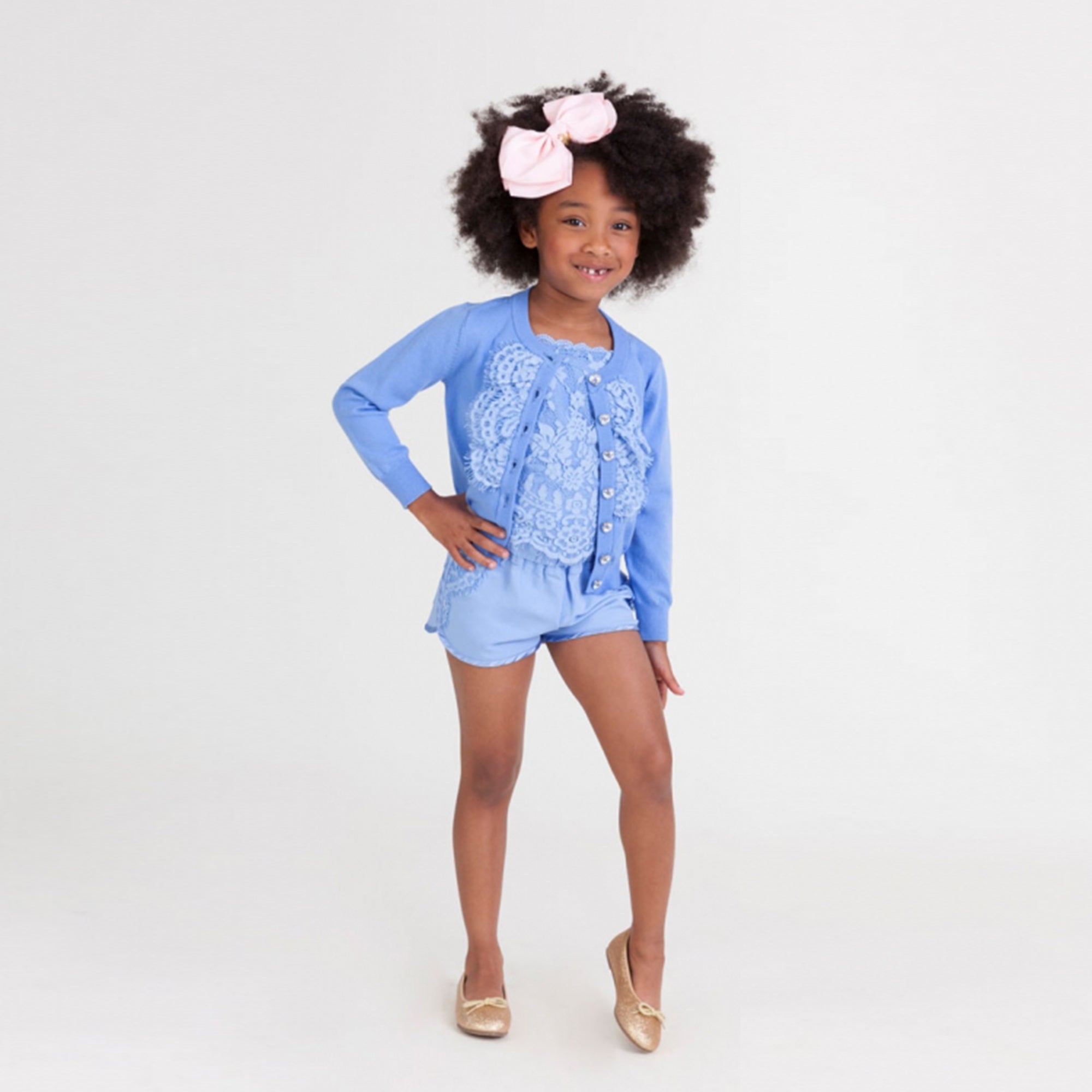Girls Blue Cotton Cardigan