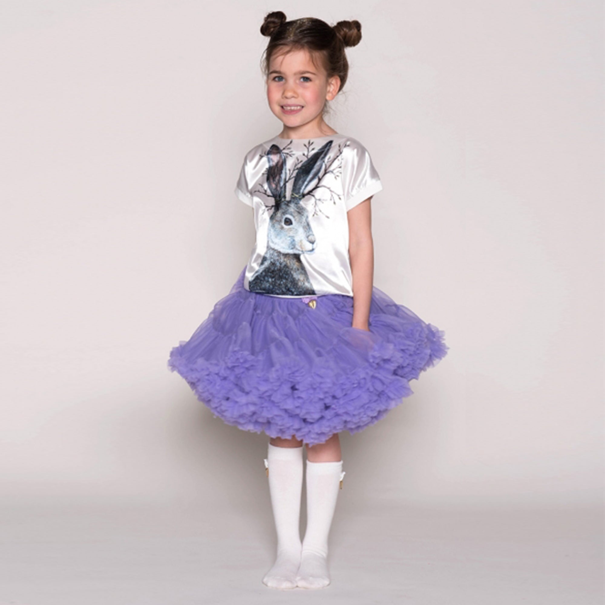 Girls Violet Nylon Knitted Skirt